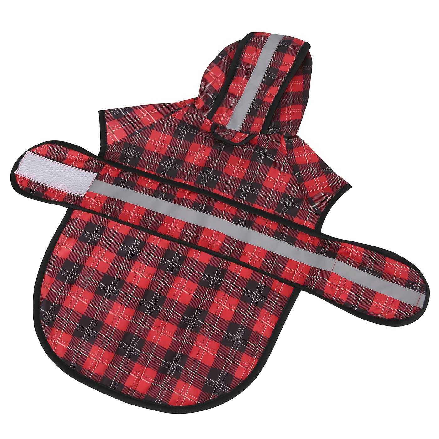 Hde Dog Raincoat Hooded Slicker Poncho For Small To X-Large Dogs And Puppies Plaid - Xl