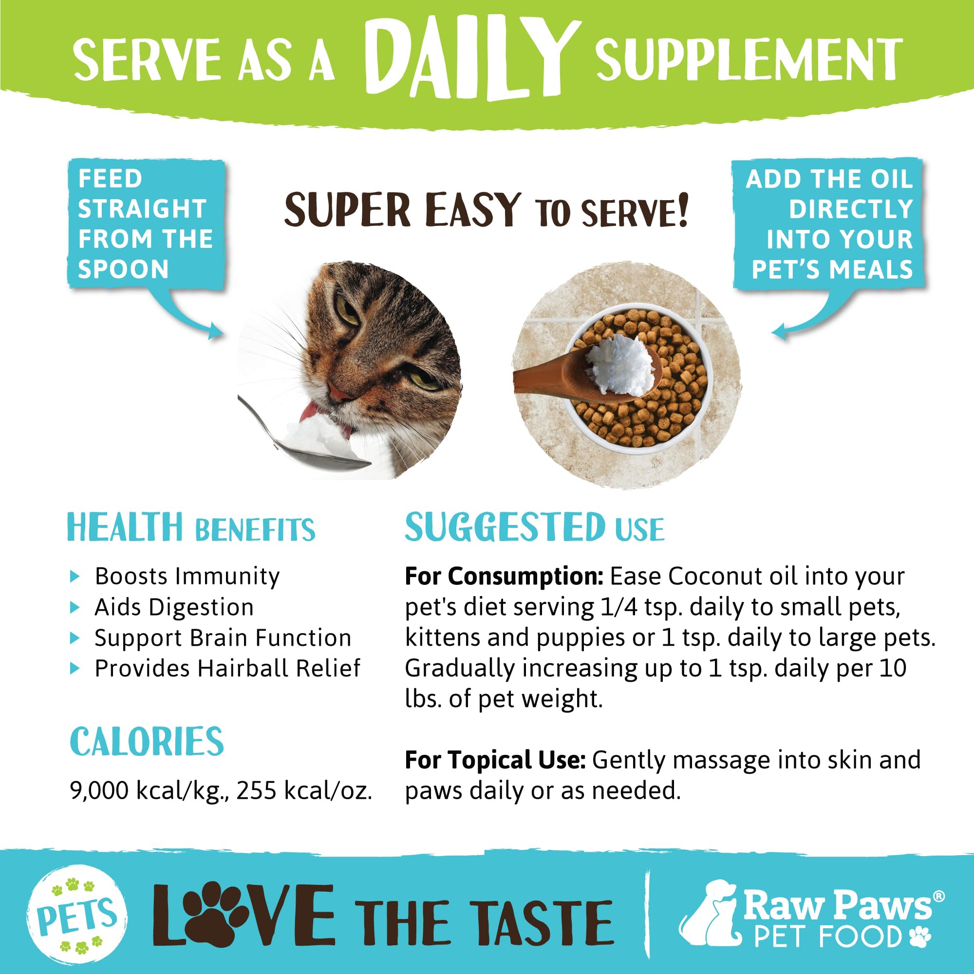 Raw Paws Organic Virgin Coconut Oil for Dogs & Cats, 4-oz - Supports Immune System, Digestion, Oral Health, Thyroid - All Natura