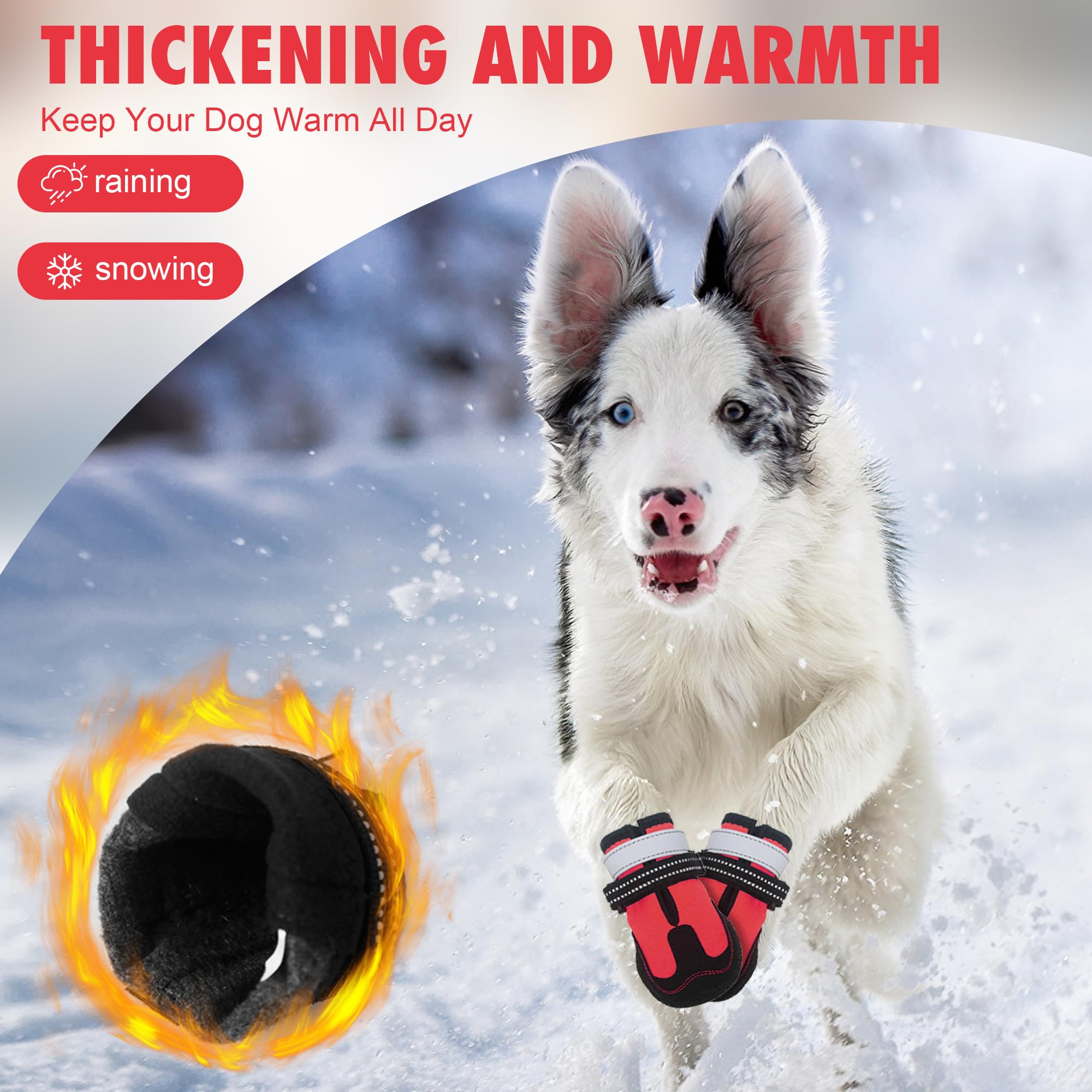 Dog Shoes For Large Small Medium Dogs Warm Non-Slip Protective Dog Boots For Winter Cold Pavement Waterproof Cotton Paw Protecto