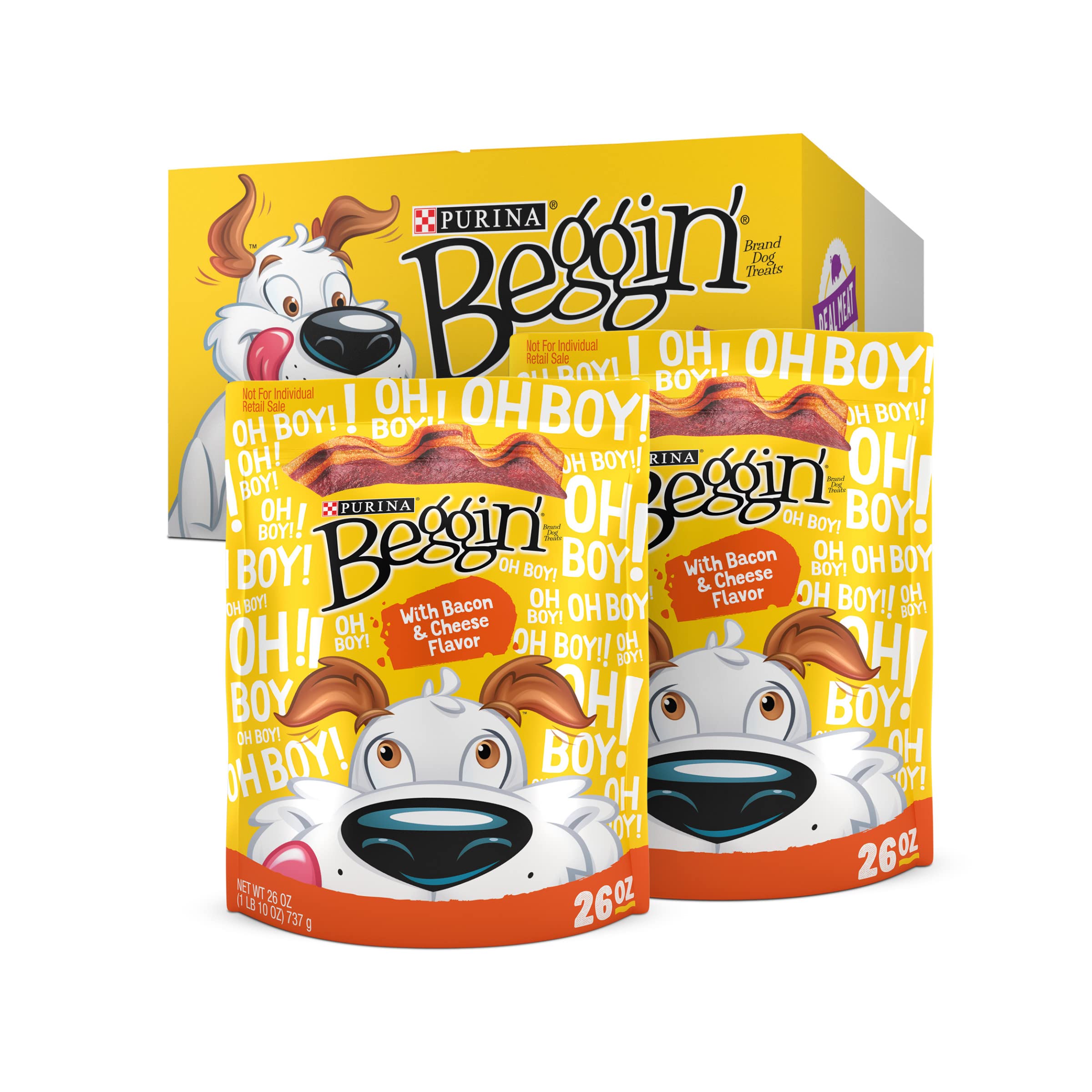 Purina Beggin Strips With Real Meat Dog Training Treats With Bacon and Cheese Flavors - (Pack of 2) 26 oz. Pouches