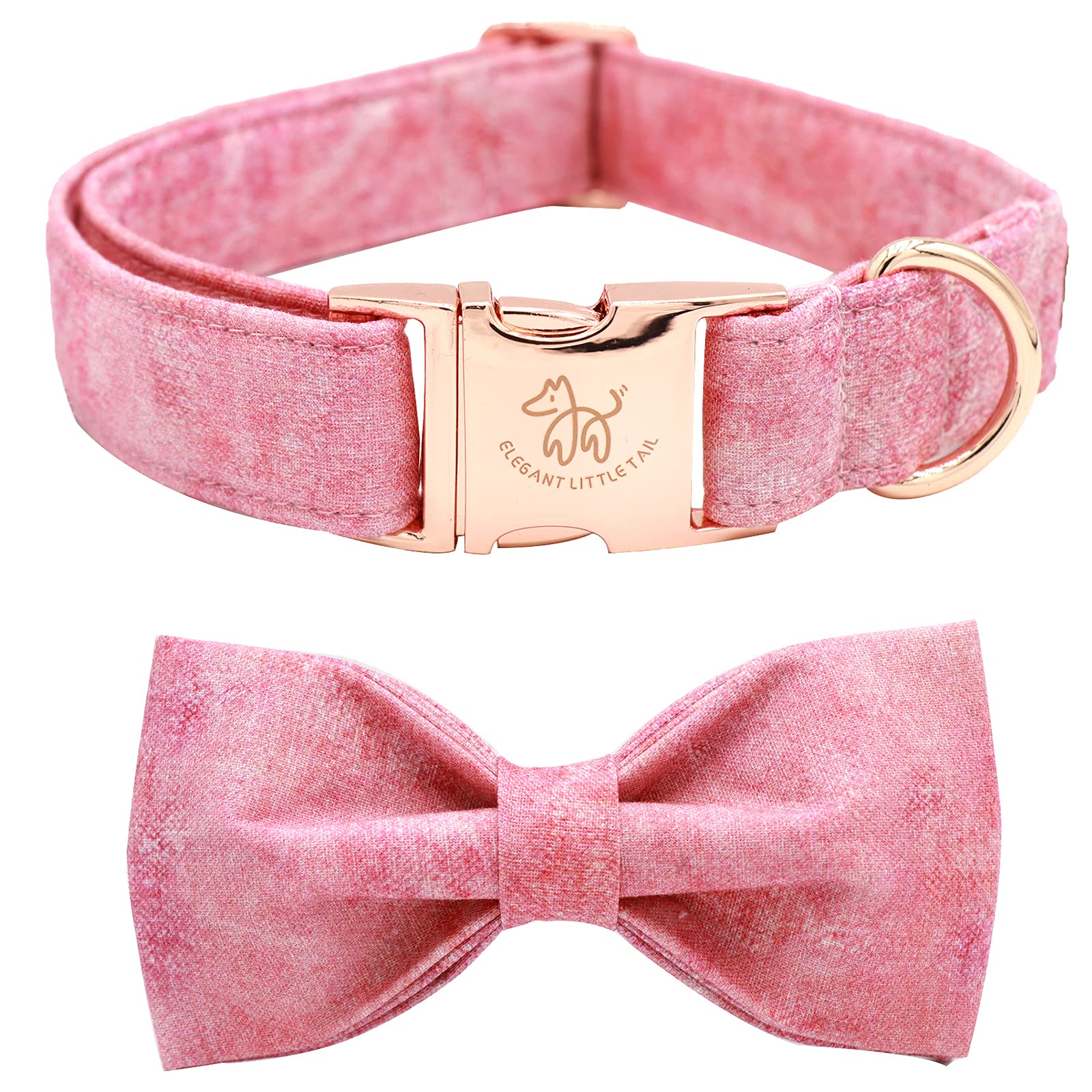 Elegant Little Tail Pink Colorful Dog Collar, Comfortable Dog Collar With Bow Adjustable Soft Bow Tie Dog Collars For Small Dogs