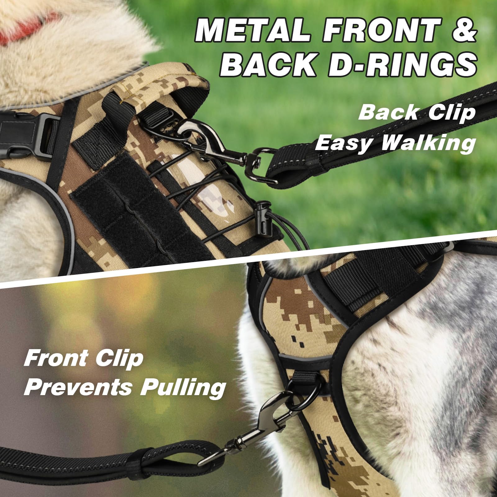 Wingoin Tactical Dog Harness For Small Dogs, Heavy Duty No Pull Dog Harness With Handle, Adjustable Reflective Military K9 Germa