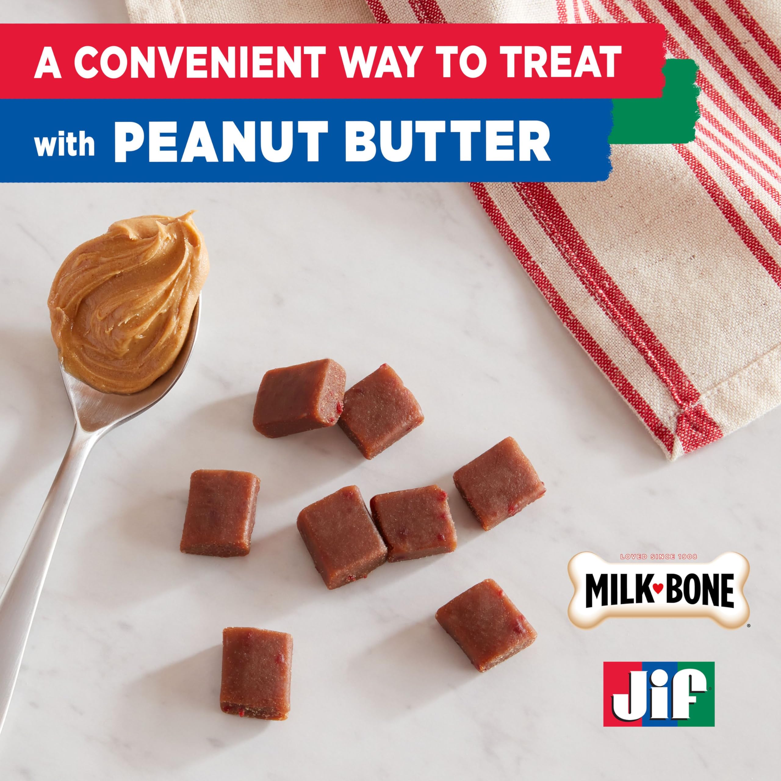 Milk-Bone Peanut Buttery Bites Soft Dog Treats with Jif Peanut Butter, 11.8 Ounce Bag