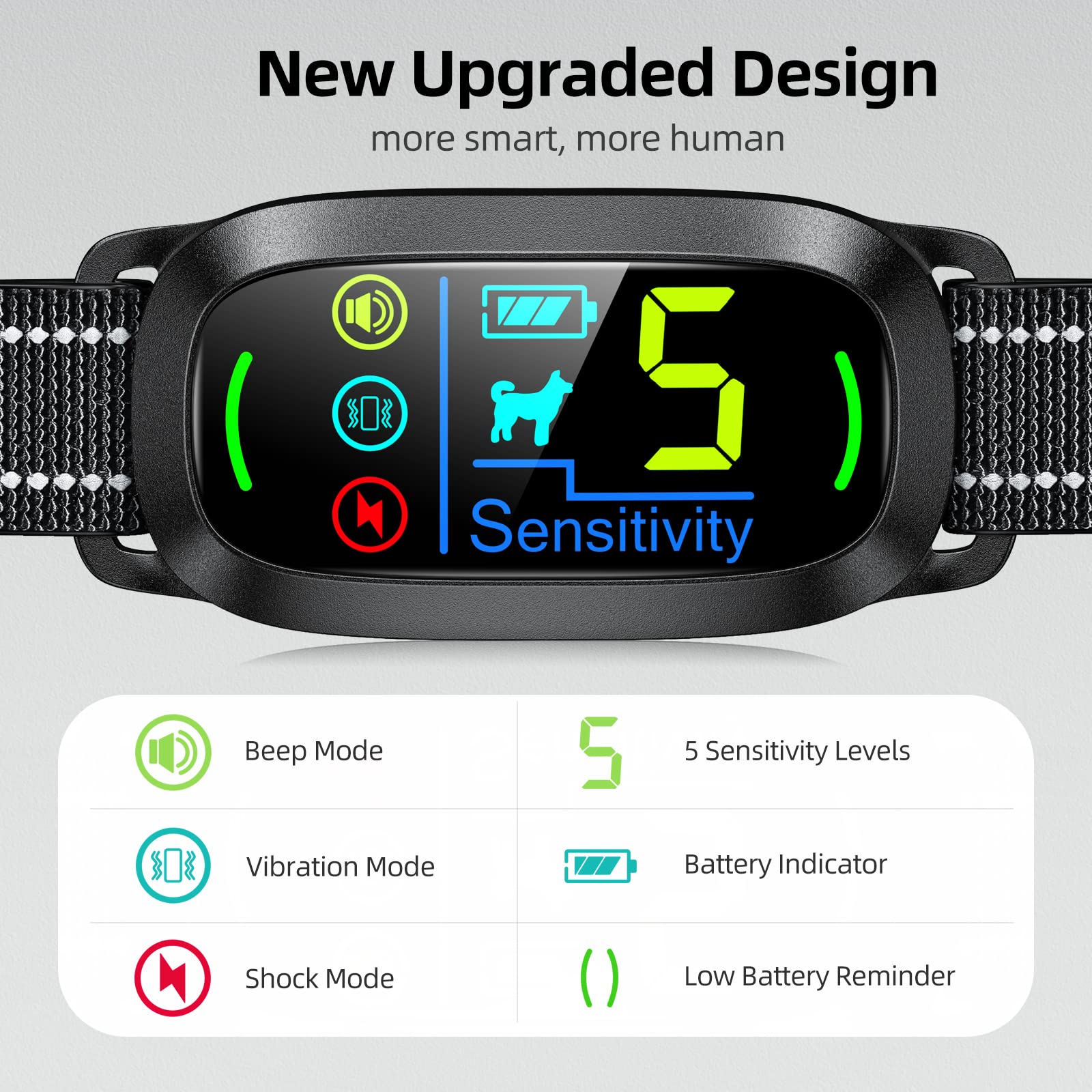 Fafafrog Bark Collar, Rechargeable Dog Bark Collar With 5 Adjustable Sensitivity And Intensity Beep Vibration Shock, Anti Barking Collar For Small Medium Large Breed Dogs (Black)