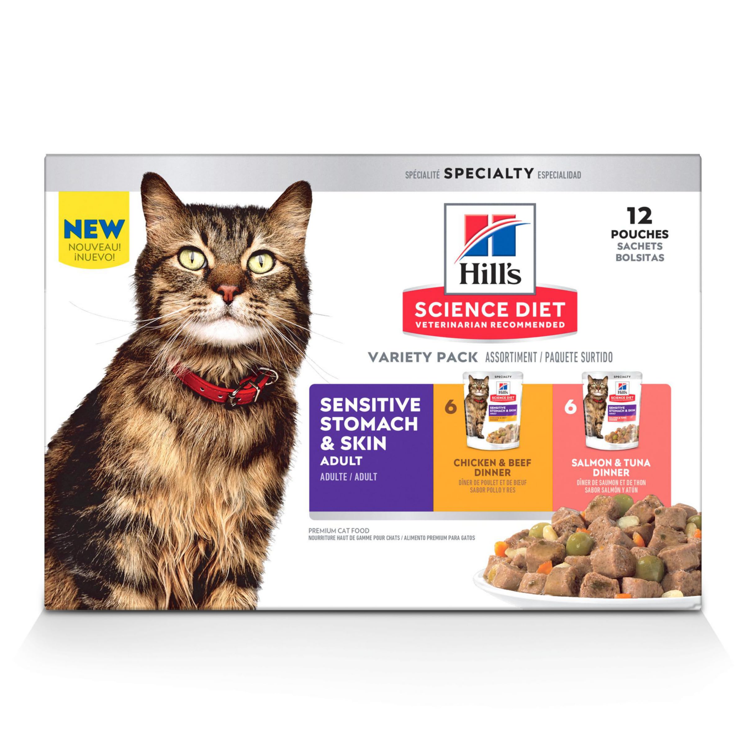 Hills Science Diet Sensitive Stomach & Skin, Adult 1-6, Stomach & Skin Sensitivity Support, Wet Cat Food, Variety Case: Chicken