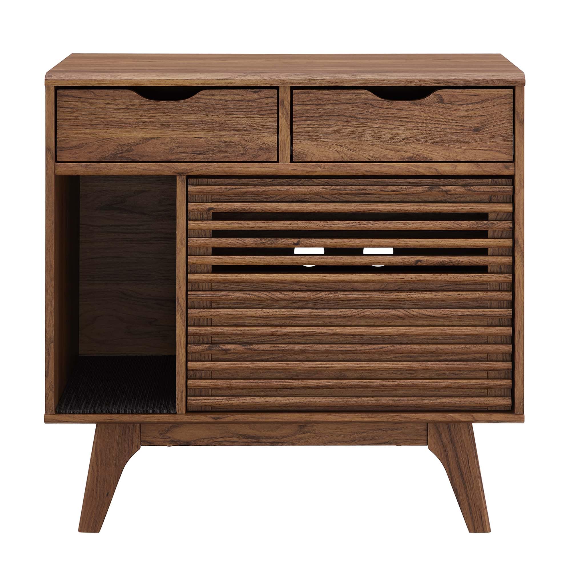 Modway Render Cat Cabinet, Walnut Wood, Model EEI-6796-WAL, Stylish Storage Solution