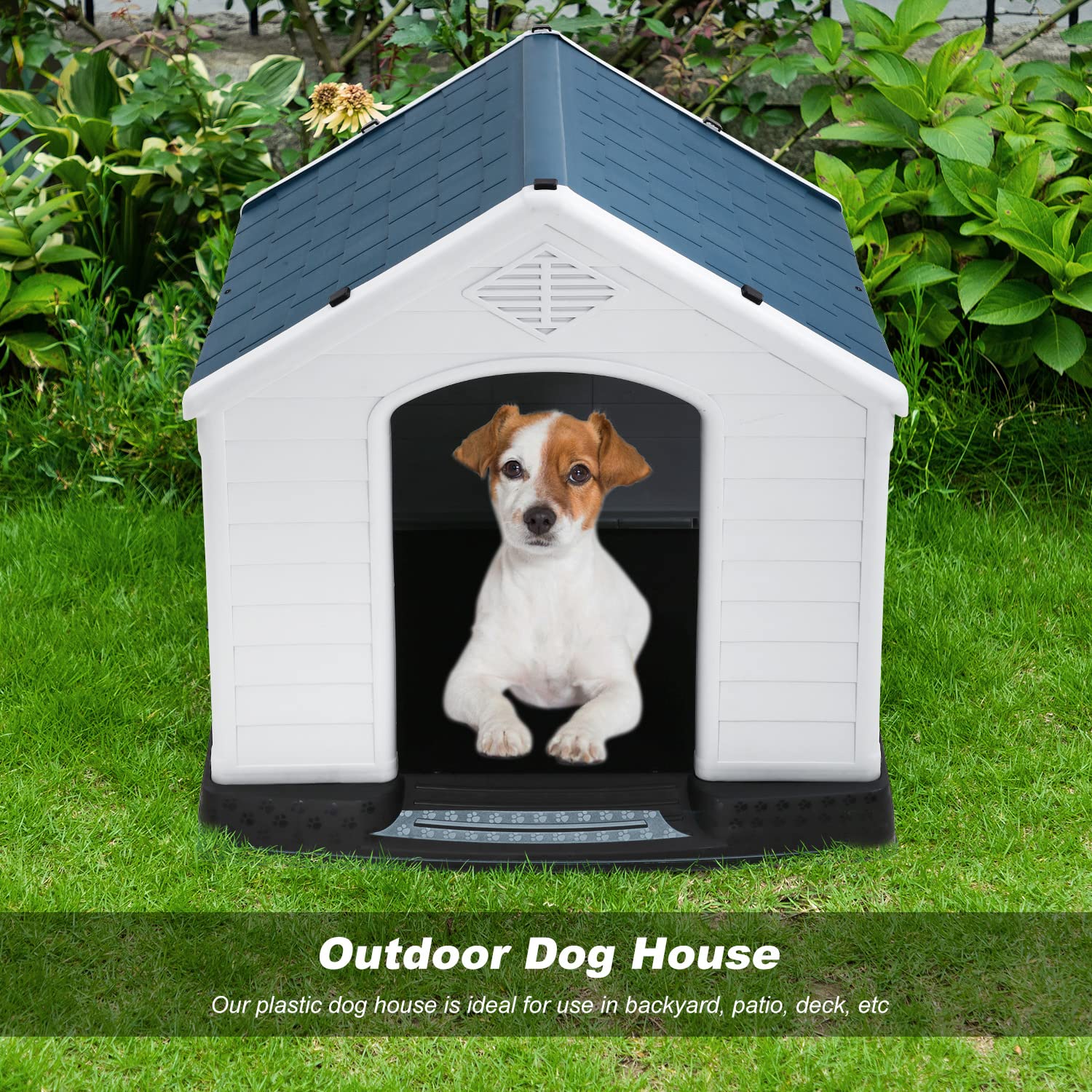 Bestpet 28Inch Dog House Indoor Outdoor Insulated Kennel Durable Plastic Dog House For Small Medium Large Dogs Weather & Water Resistant Pet Crate With Air Vents And Elevated Floor,Blue
