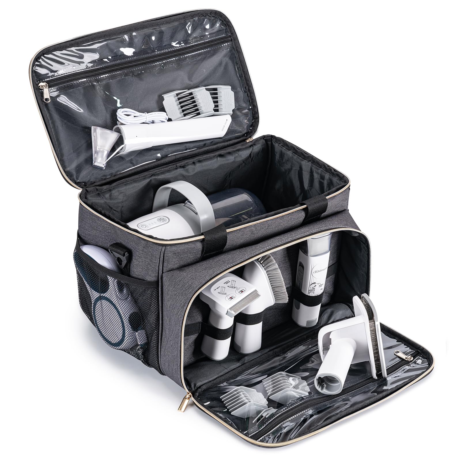 Babeyer Dog Grooming Vacuum Bag, Pet Grooming Kit Bag Perfect For Dog Hair Vacuum & Grooming Tool Kit Accessories- Grey