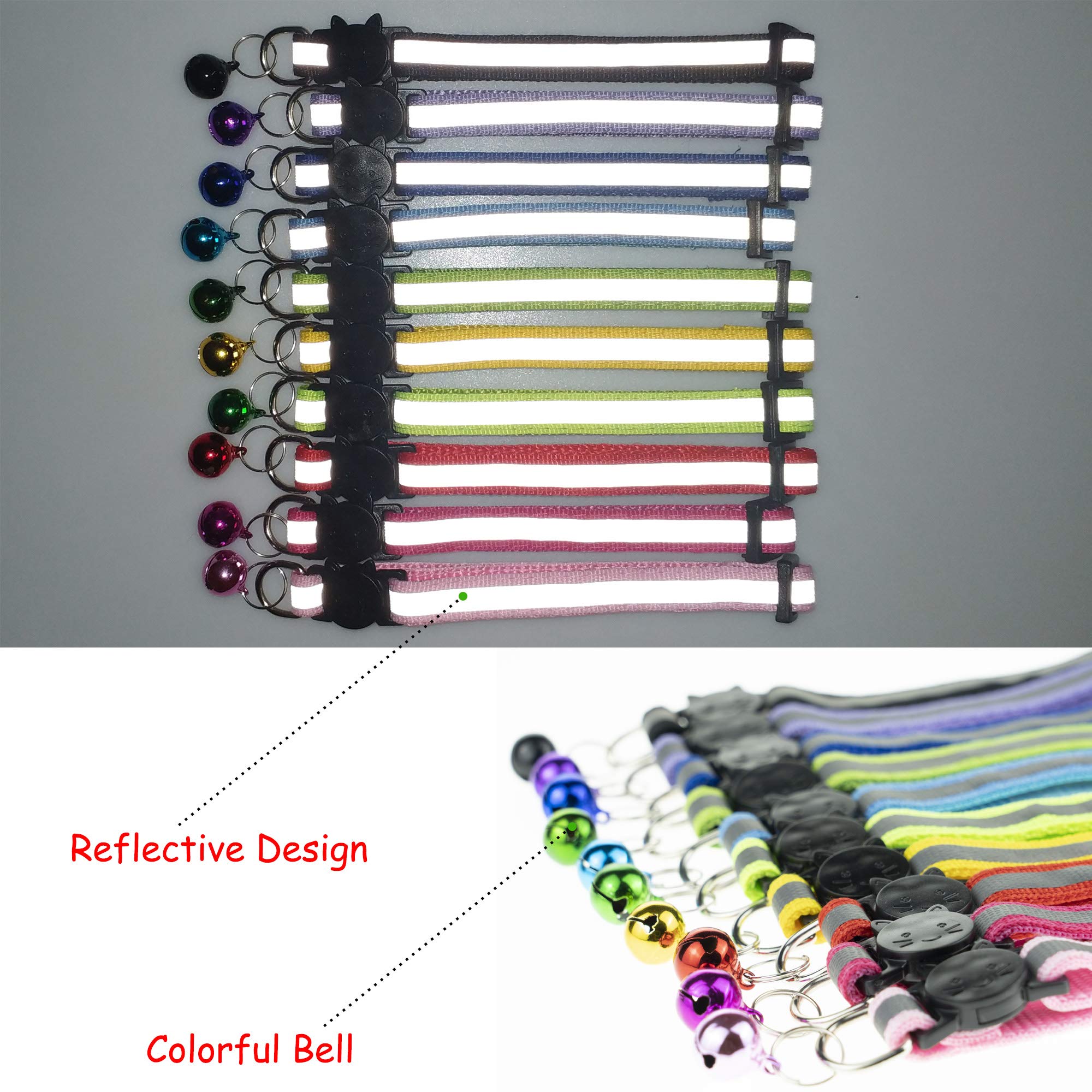 D-Buy Cat Collars With Bell, Breakaway Cat Collars, Reflective Cat Collars, Nylon Cat Collars With Bell, Collars For Cats (4 Colors)