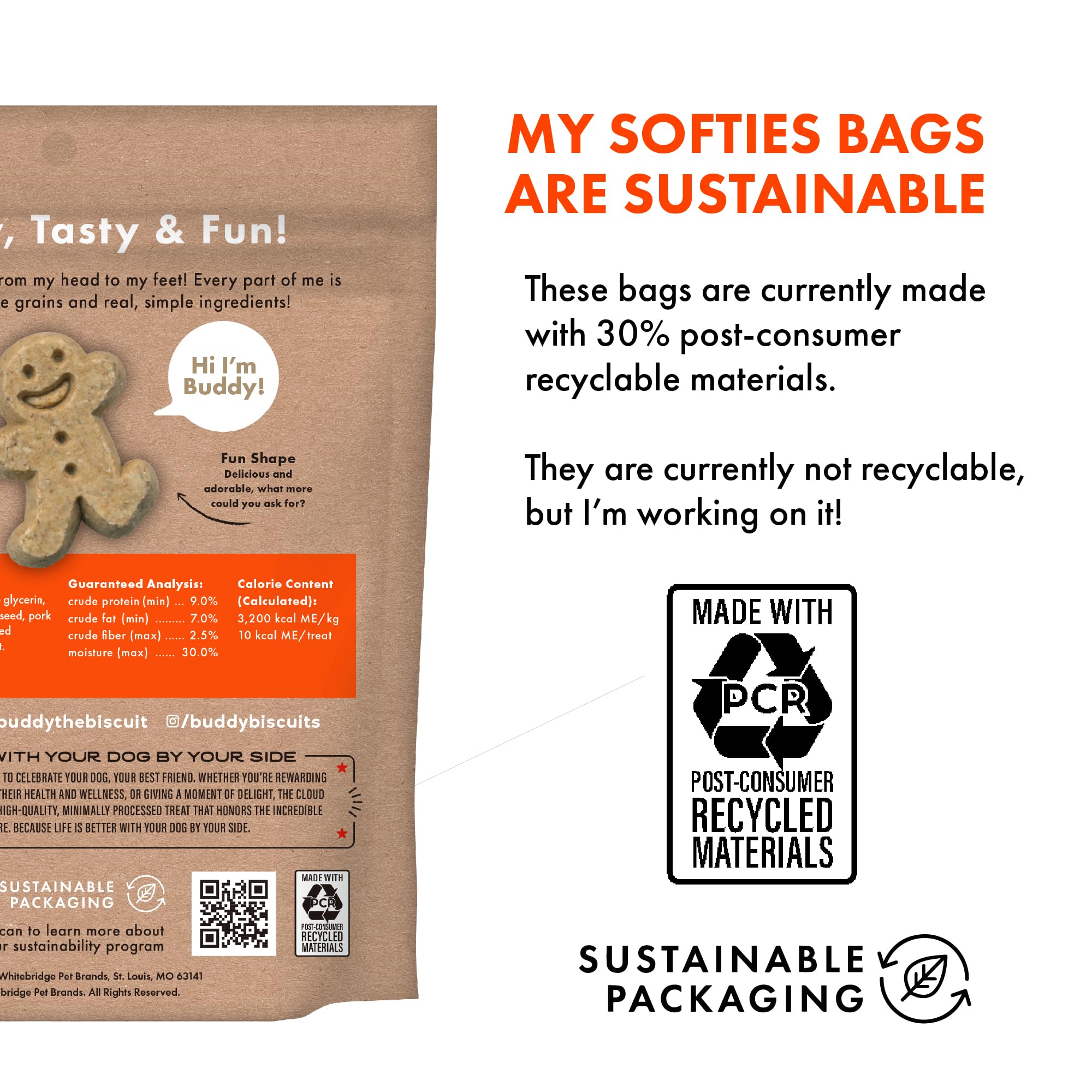 Buddy Biscuits 8 oz. Bag of Softies Soft & Chewy Dog Treats, Made with Peanut Butter