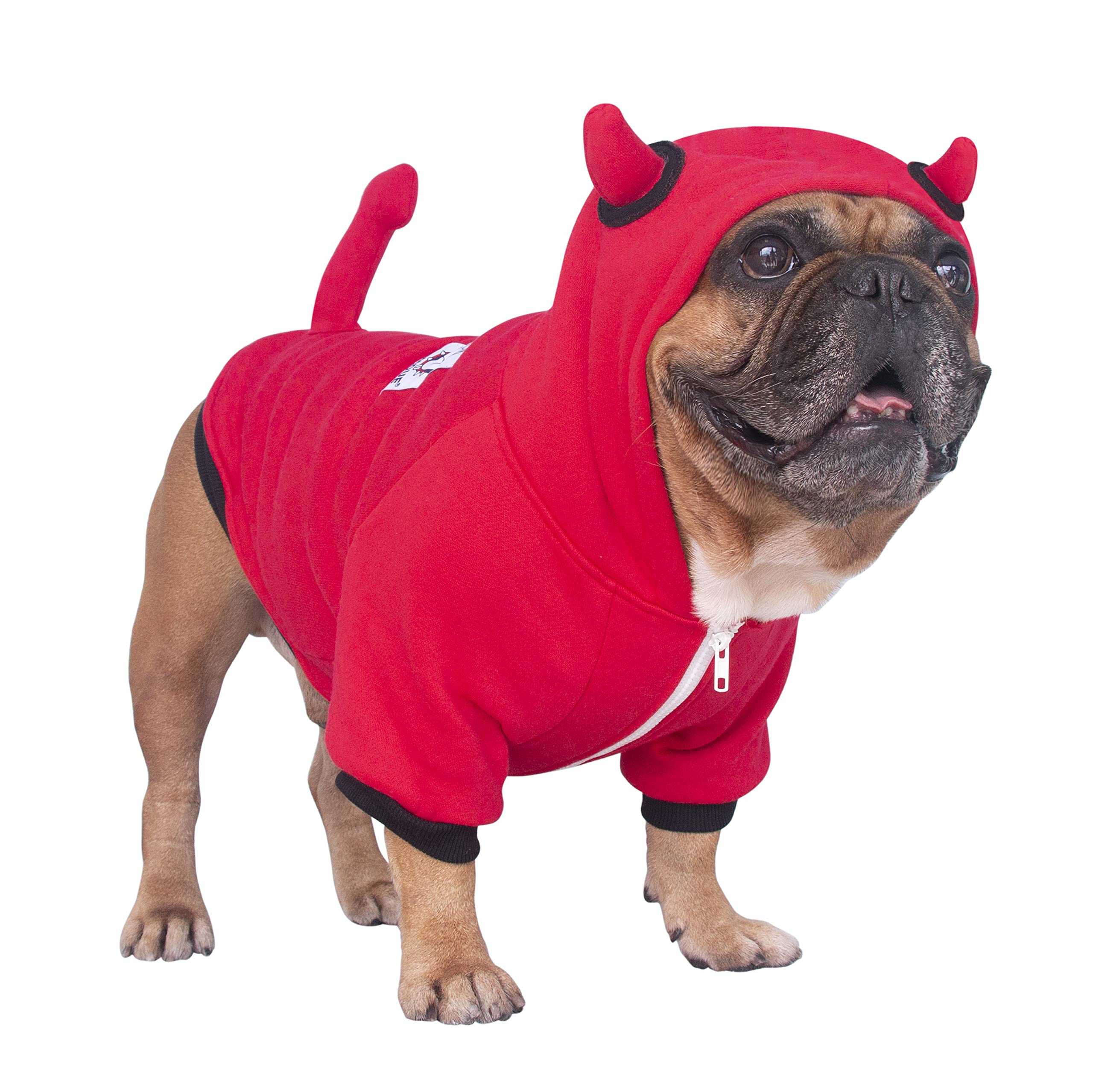 Ichoue I Am A French Bulldog Dog Little Devil Costumes Clothes Sweater Cute Funny For Small Dogs Cold Weather Winter Coats Hoodies Frenchie English Pug Pitbull Corgi Puppy - Red, Medium