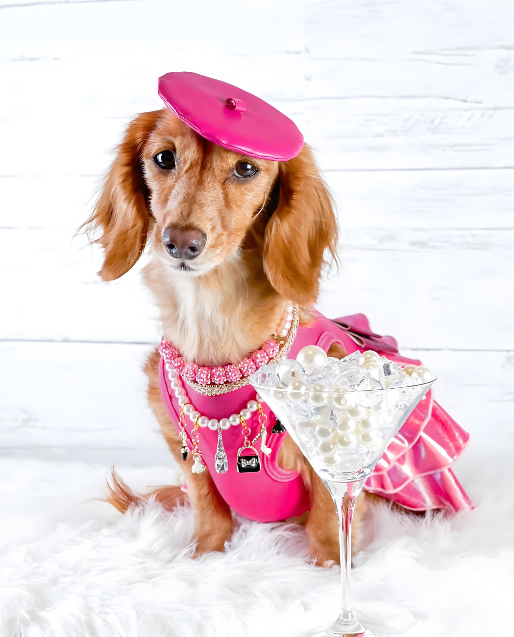 Fitwarm Glossy Dog Tiered Dress, Fancy Dog Clothes For Small Dogs Girl, Doggie Birthday Outfit, Female Pet Puppy Apparel, Hot Pi