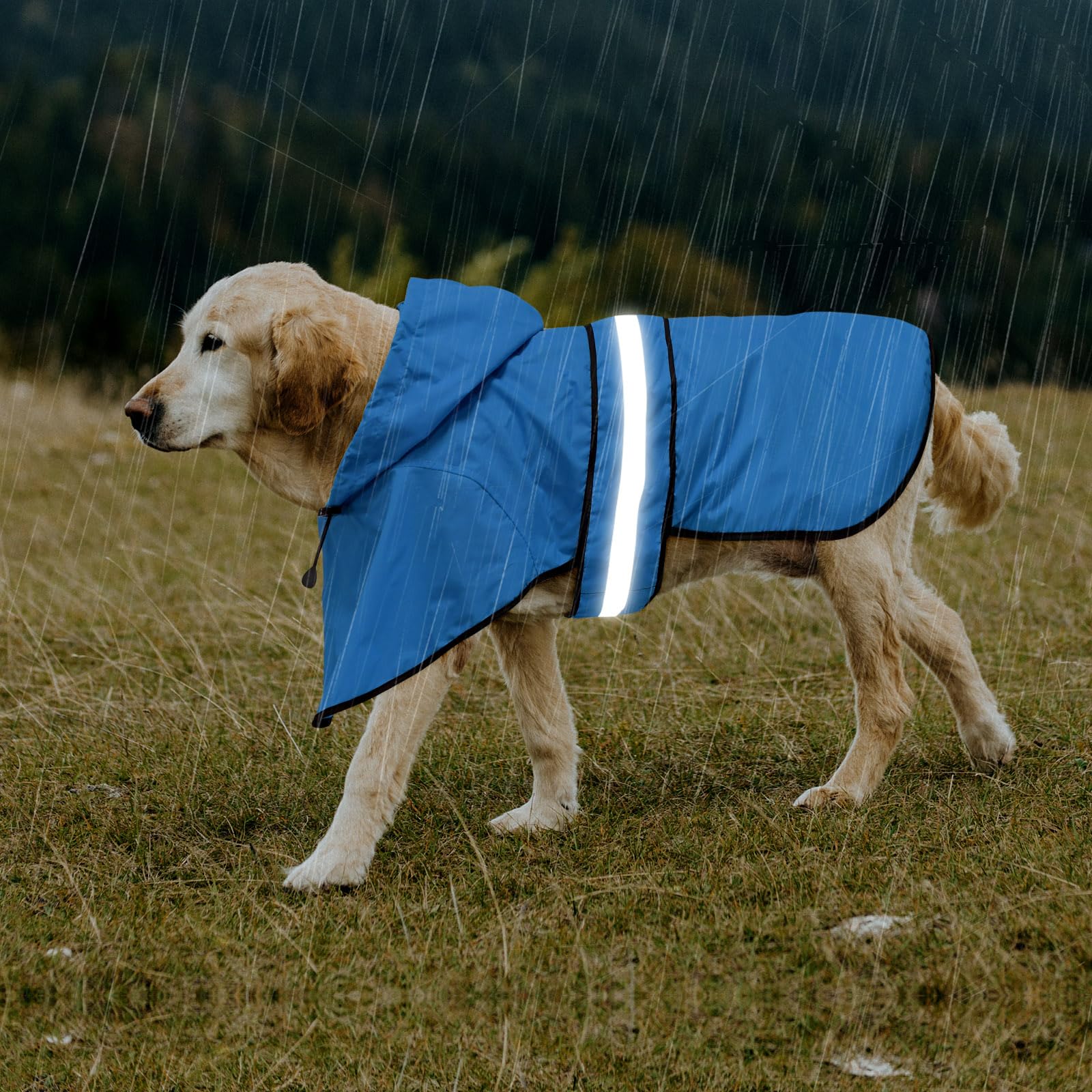 Domagiker Waterproof Dog Raincoats - Adjustable Lightweight Pet Rain Coat Dog Slicker Poncho, Safety Dog Raincoats With Reflecti