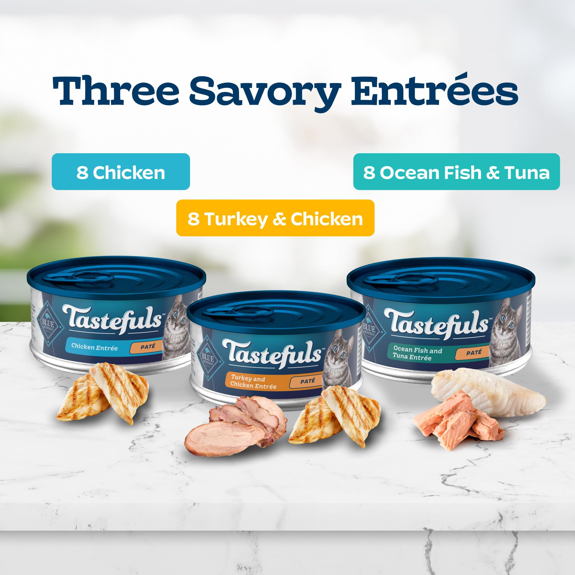 Blue Buffalo Tastefuls Wet Cat Food Pat   Variety Pack, Made with Natural Ingredients, Chicken, Turkey & Chicken, Ocean Fish & T