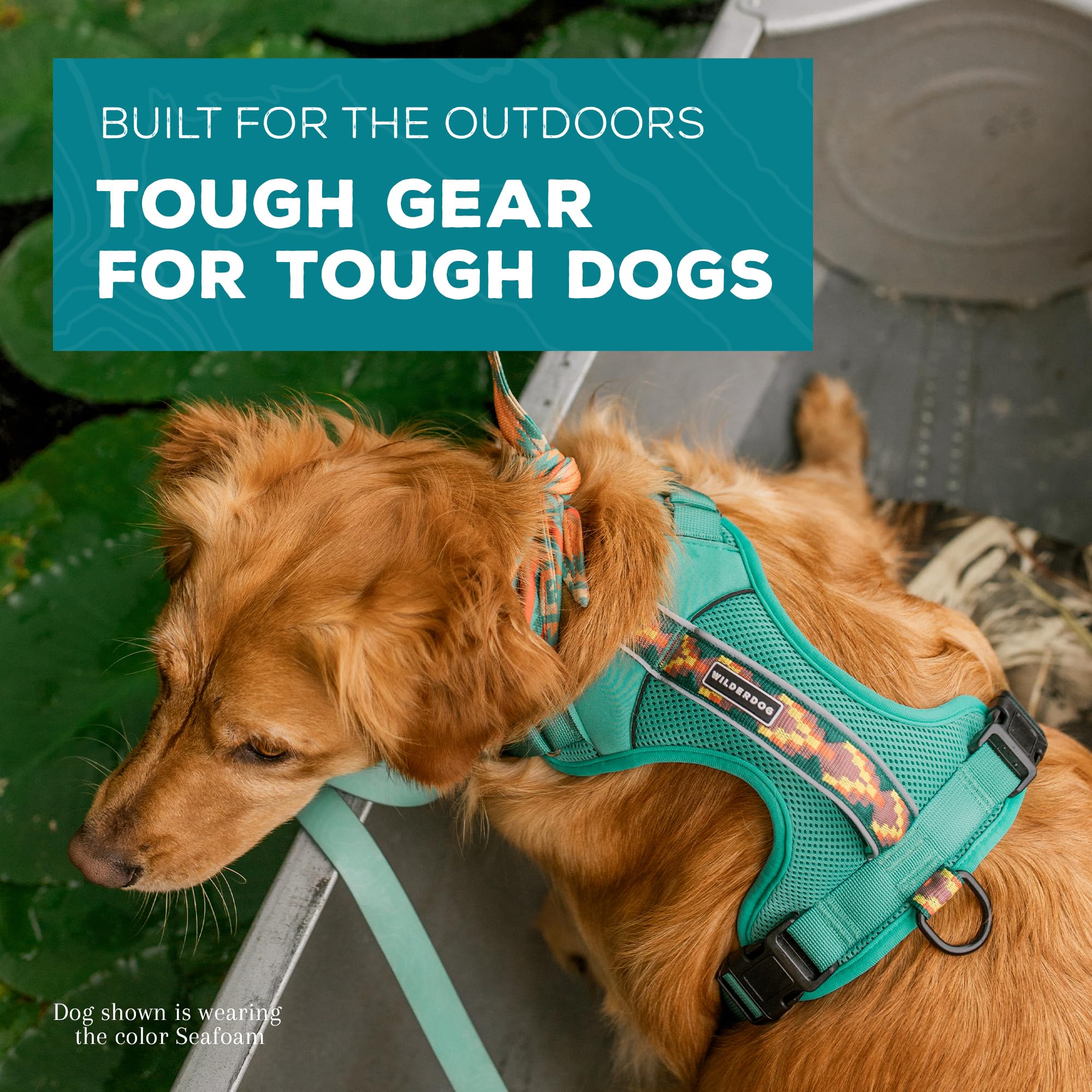 Wilderdog Lightweight Dog Harness With Reflective Straps - Large - Seafoam