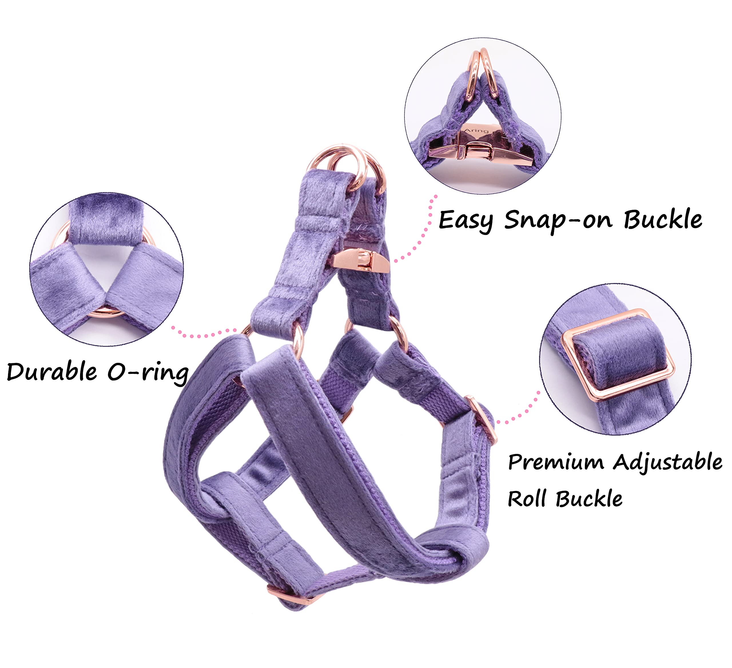 ARING PET Dog Halter Harness, Velvet Dog Harness, Adjustable No Pull Halter Harness for Small Medium Large Dogs.