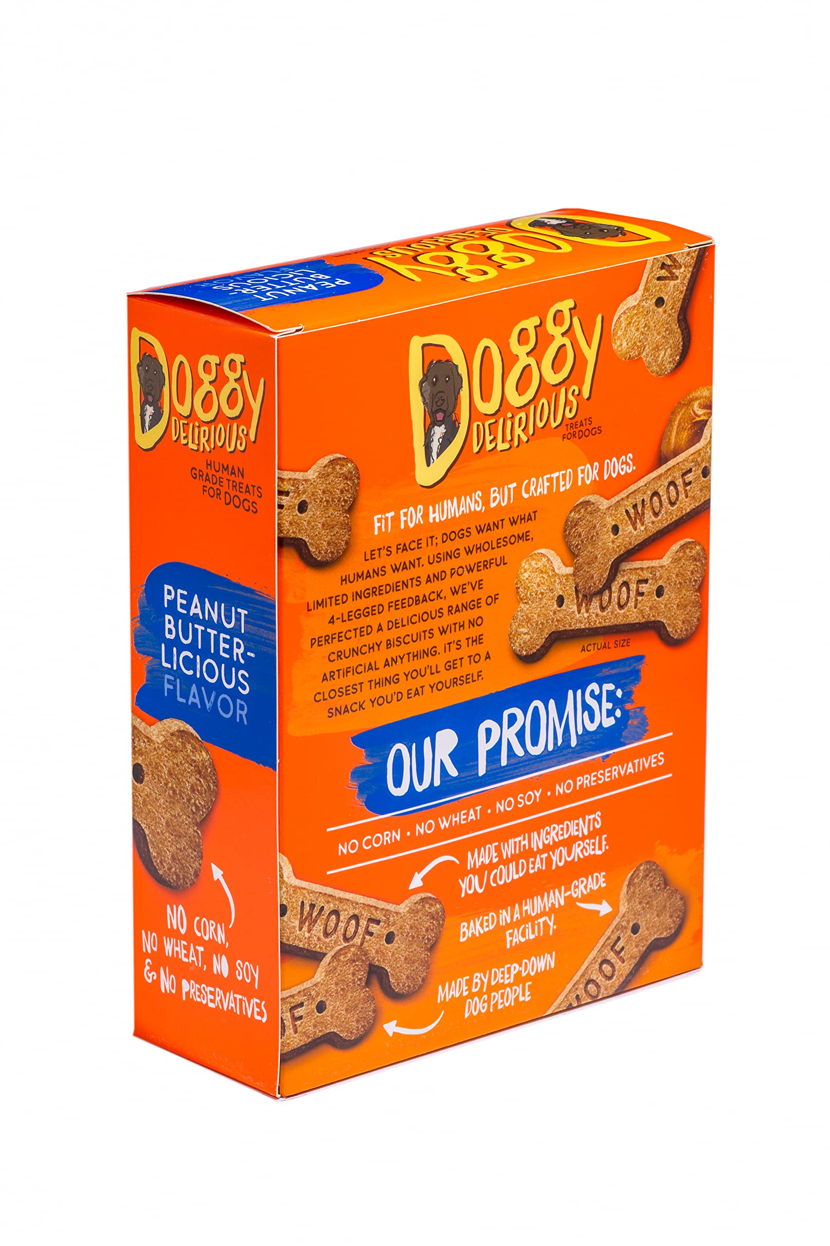 Doggy Delirious Dog Treats - Peanut Butter Bones - Case of 6 - 16 oz(D0102HXWPP6.)
