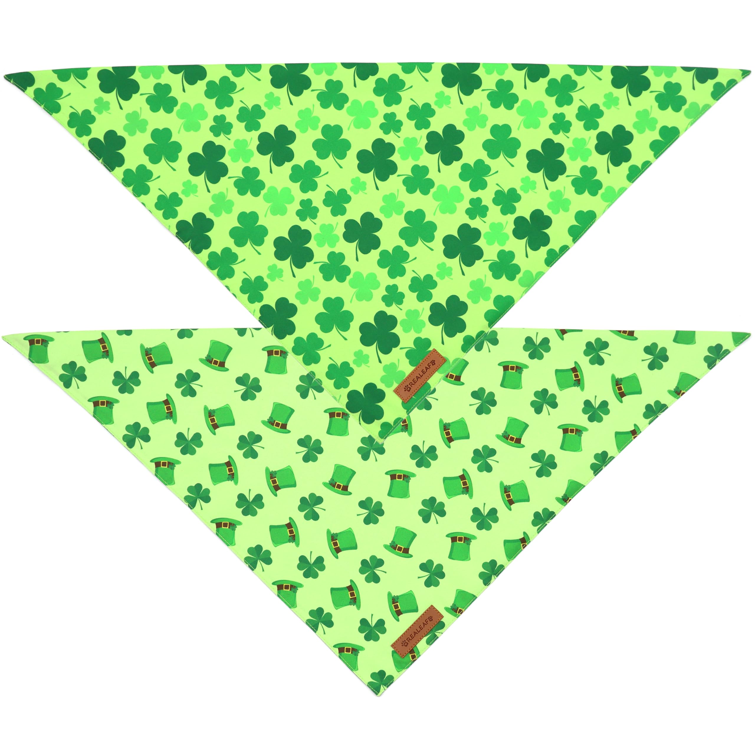 Realeaf St. Patrick'S Day Dog Bandanas 2 Pack, Triangle Reversible Pet Scarf For Boys And Girls, Premium Durable Fabric, Holiday Bandana For Small And Medium Dogs (Small)