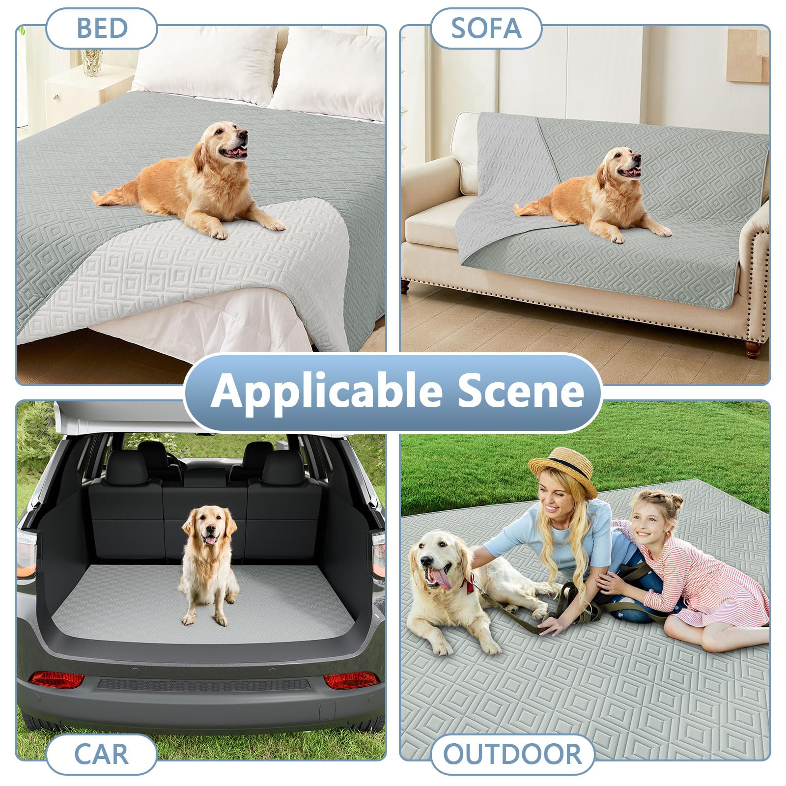 hyha Waterproof Dog Blanket, Soft Pet Bed Blankets, Waterproof Sofa Couch Cover for Dogs Washable, Reversible Pet Couch Covers f