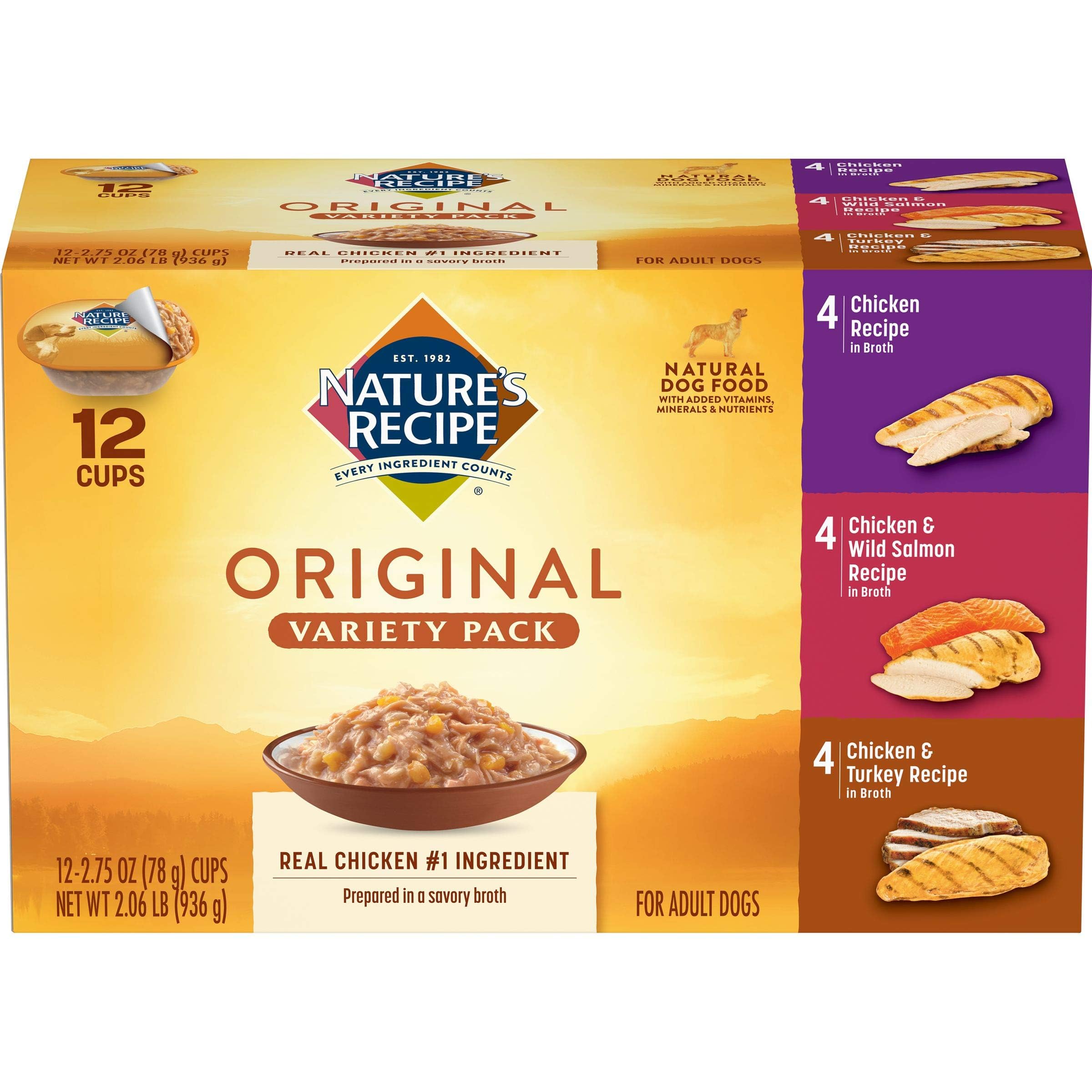 Natures Recipe Wet Dog Food, Variety Pack, 2.75 Ounce Cup (Pack of 12) - Packaging may vary