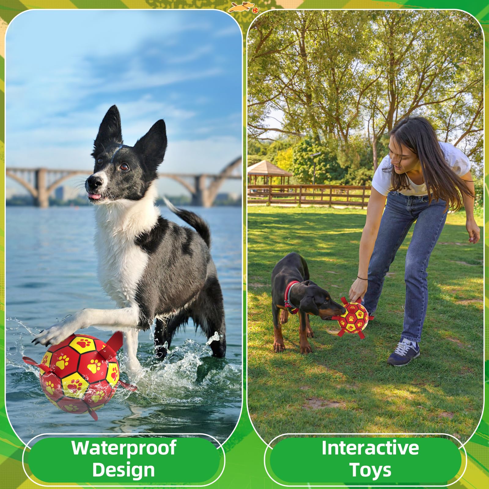 Qdan Dog Balls: Dog Soccer Ball With Straps, Herding Ball For Dogs, Outdoor Dog Toys For Large Dogs, Pet Birthday Gifts (8 Inch)