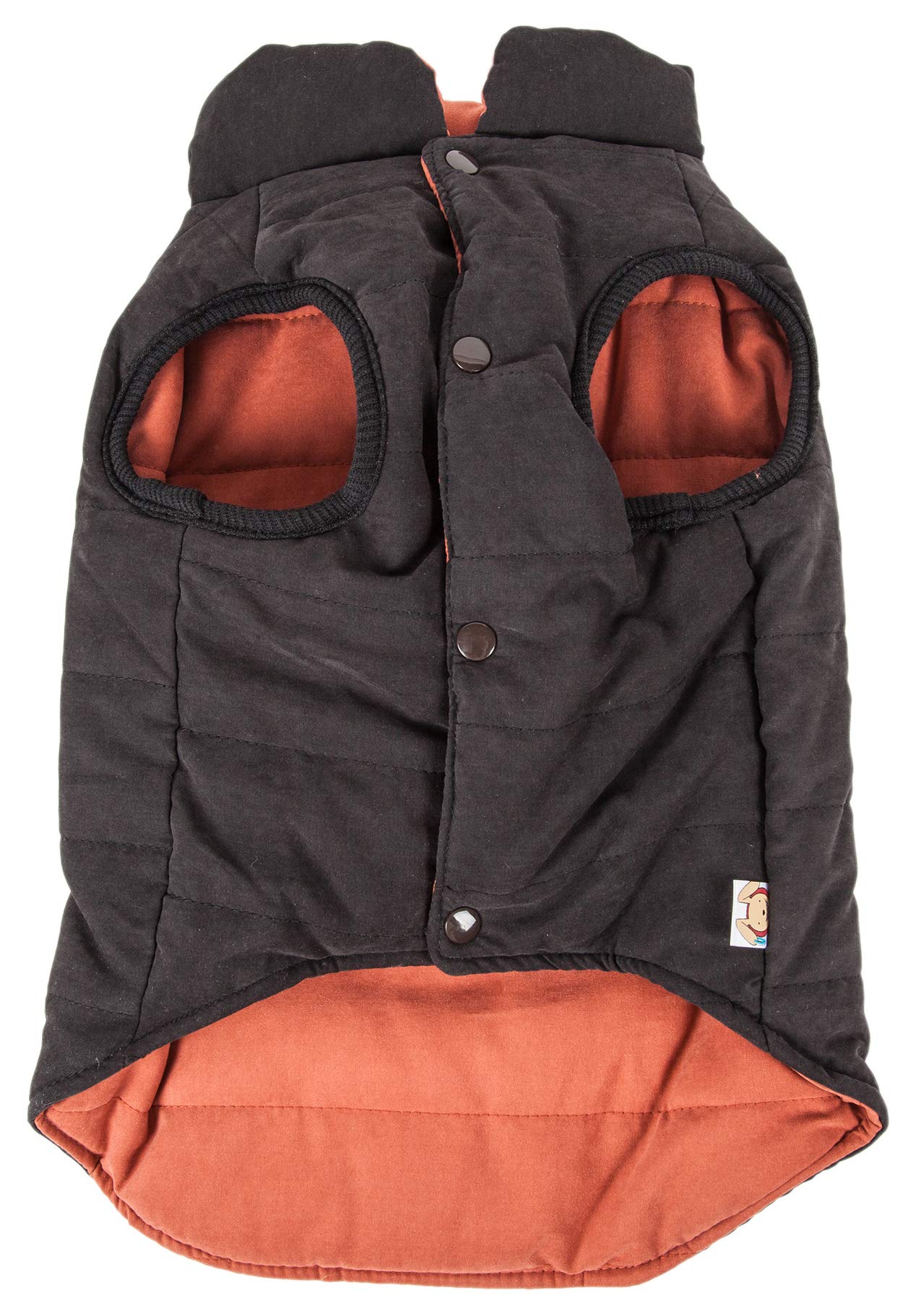 TOUCHDOG 'Waggin Swag' Fashion Designer Reversible 3M Insulated Pet Dog Coat Jacket, X-Large, Brown / Orange