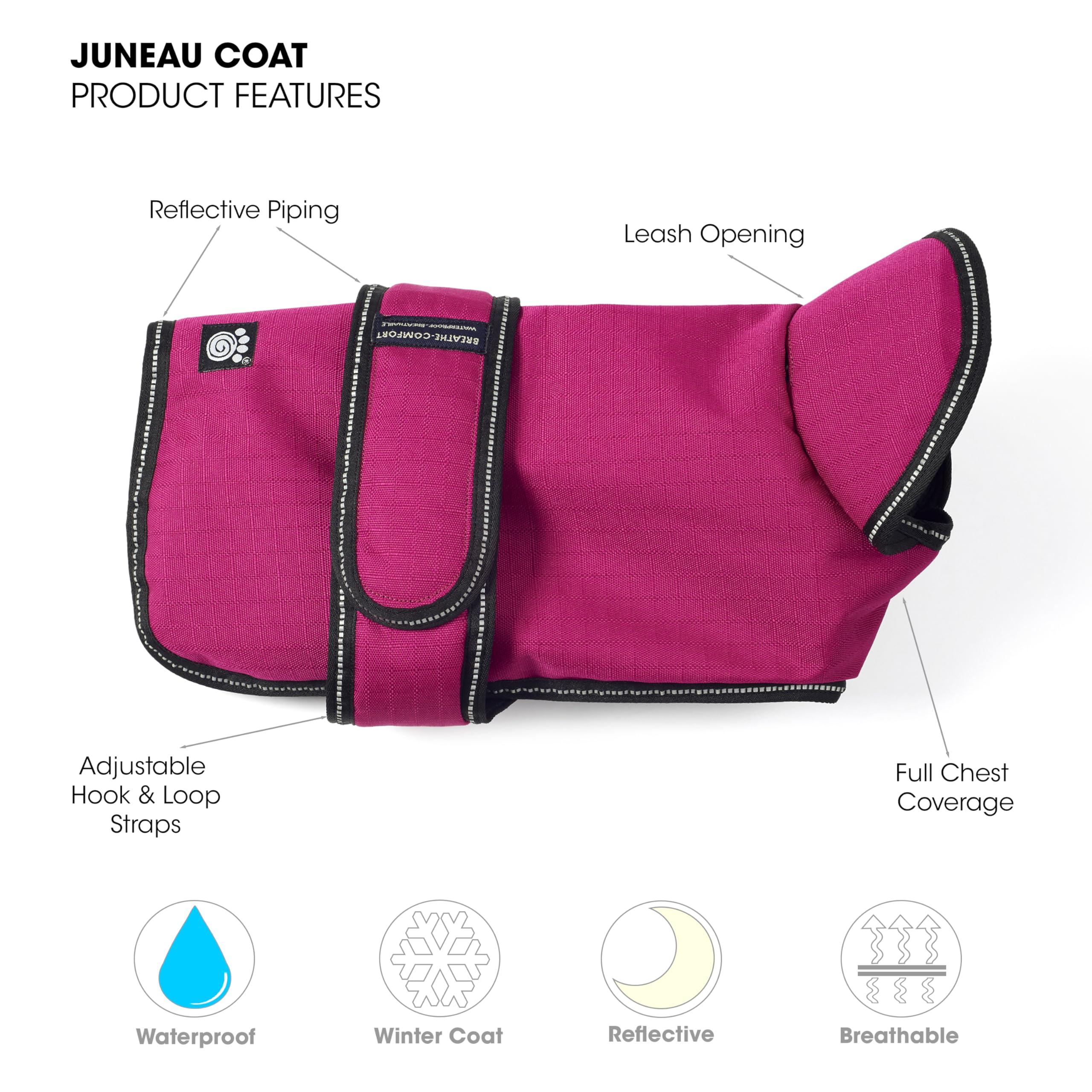Petrageous 7303Ms Juneau Waterproof Winter Dog Coat With Full Chest Coverage And Leash Opening - 11-Inch Long Heavyweight Jacket
