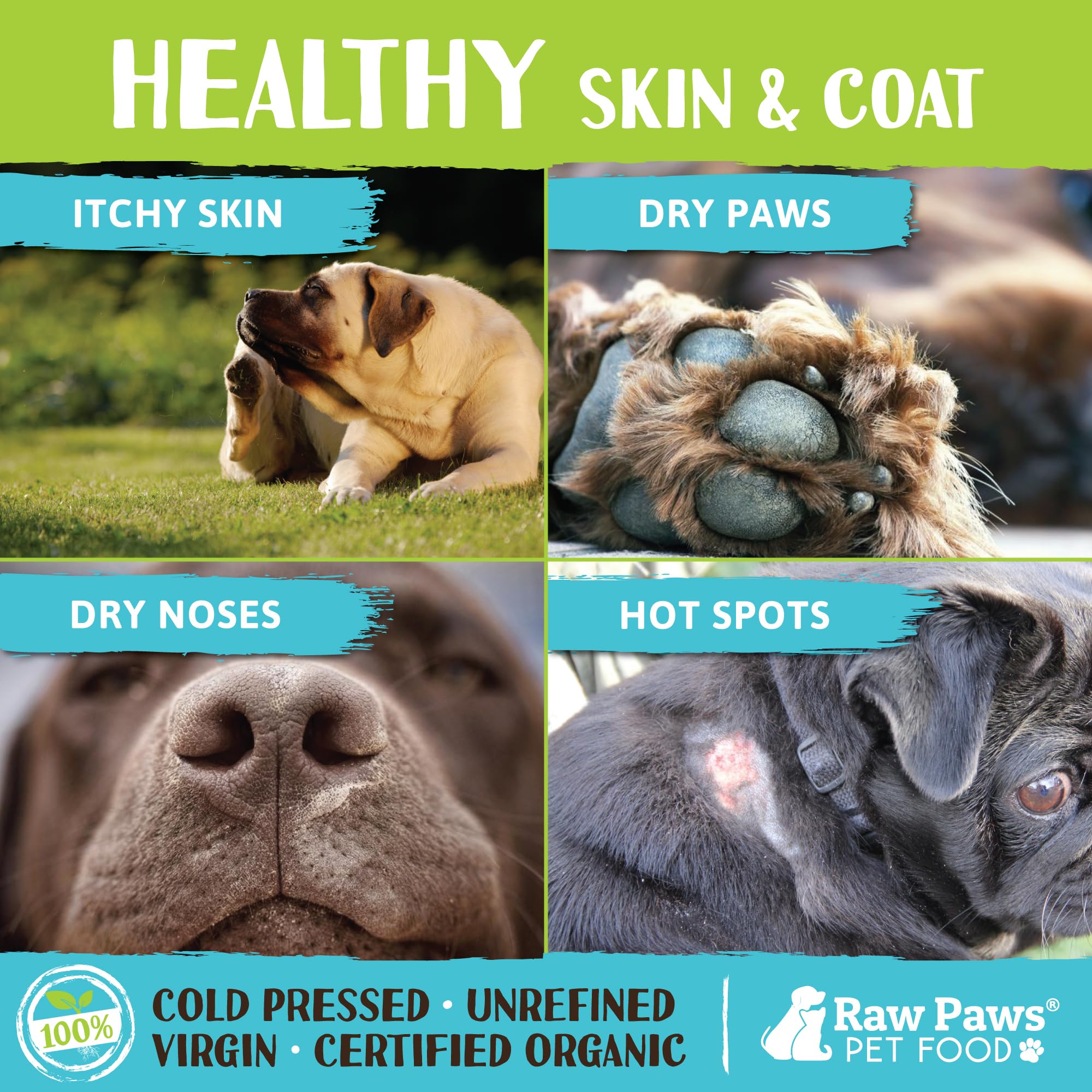 Raw Paws Organic Virgin Coconut Oil for Dogs & Cats, 4-oz - Supports Immune System, Digestion, Oral Health, Thyroid - All Natura