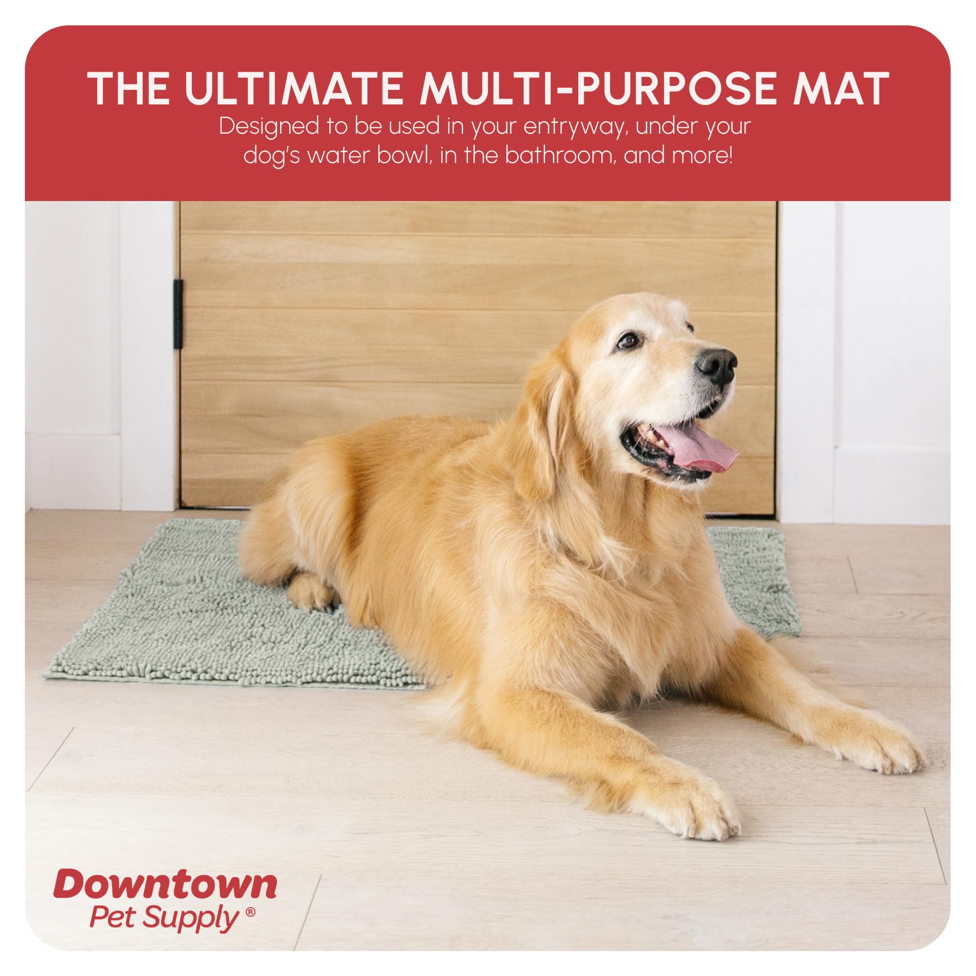My Doggy Place Microfiber Dog Mat for Muddy Paws, 36 x 26 Light Grey - Absorbent and Quick-Drying Dog Paw Cleaning Mat, Washer a