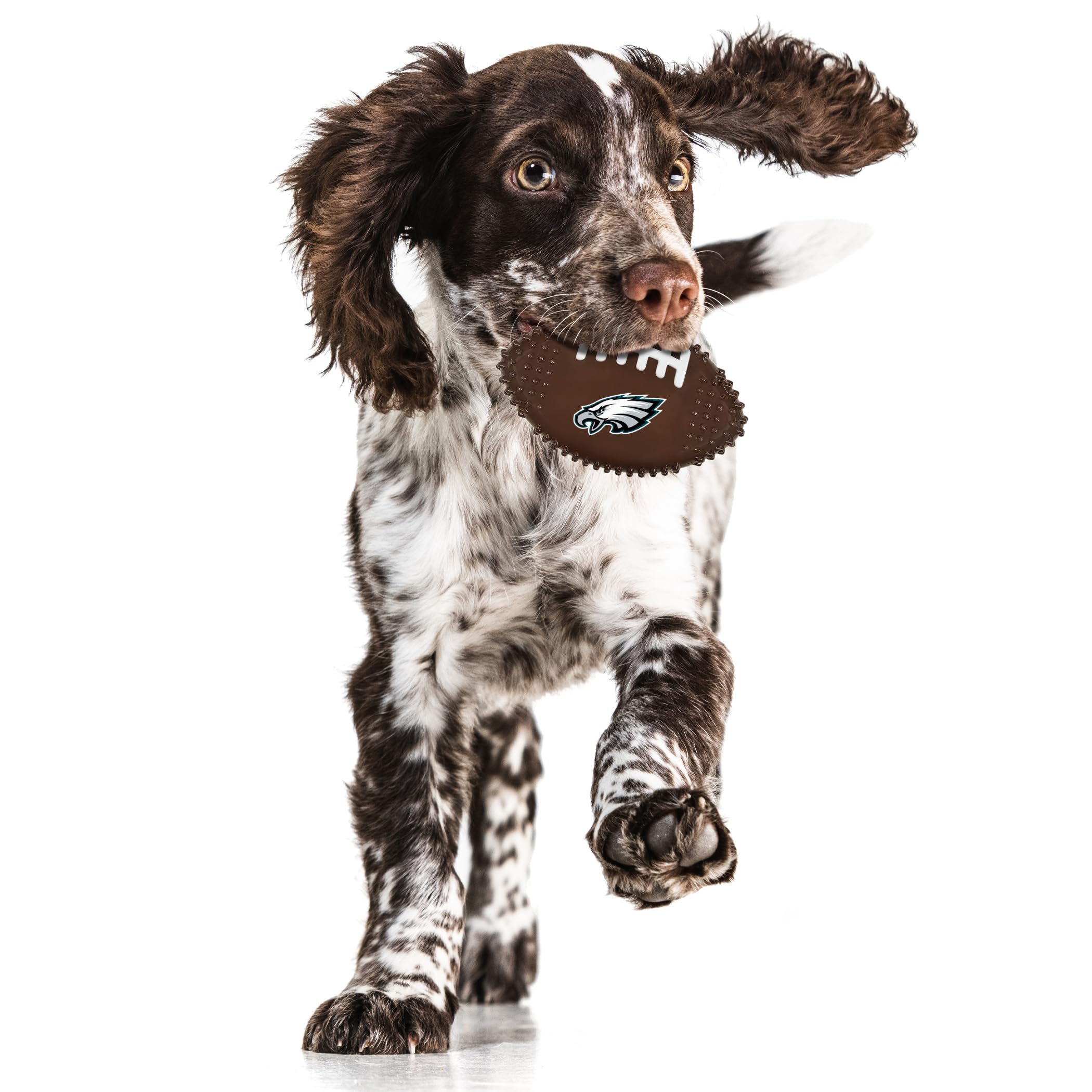 Nfl Philadelphia Eagles Mega-Chew Hard Nylon Bacon-Flavored Dog Bone Football Chew Toy. Interactive, Durable Tasty Fun For Aggre