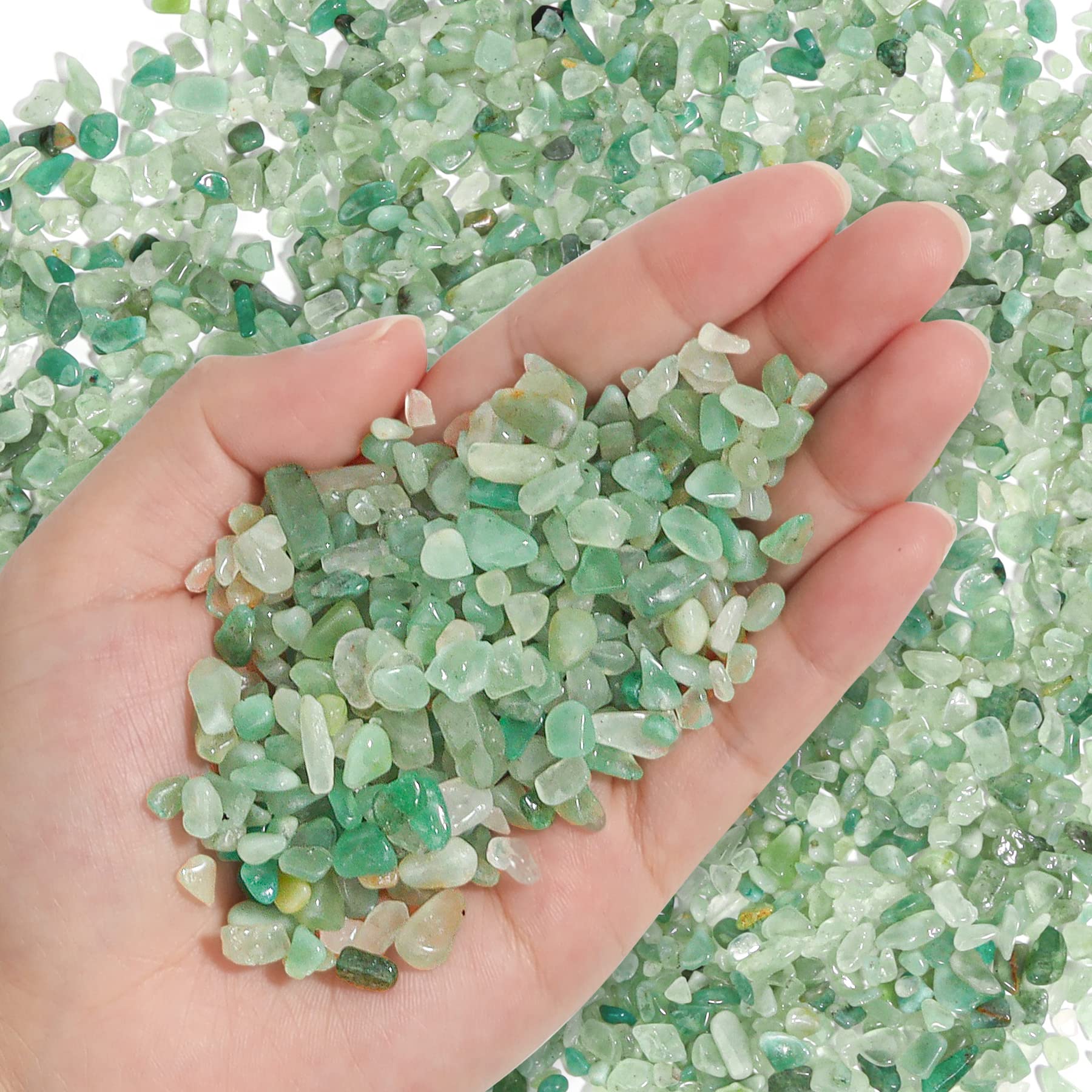 T4U Crystal Chips Stone Crushed Quartz Jade Pebbles 1Lb - Fluorite Tumbled Gravel Small Decorative Pebbles Bulk, Mini Polished R