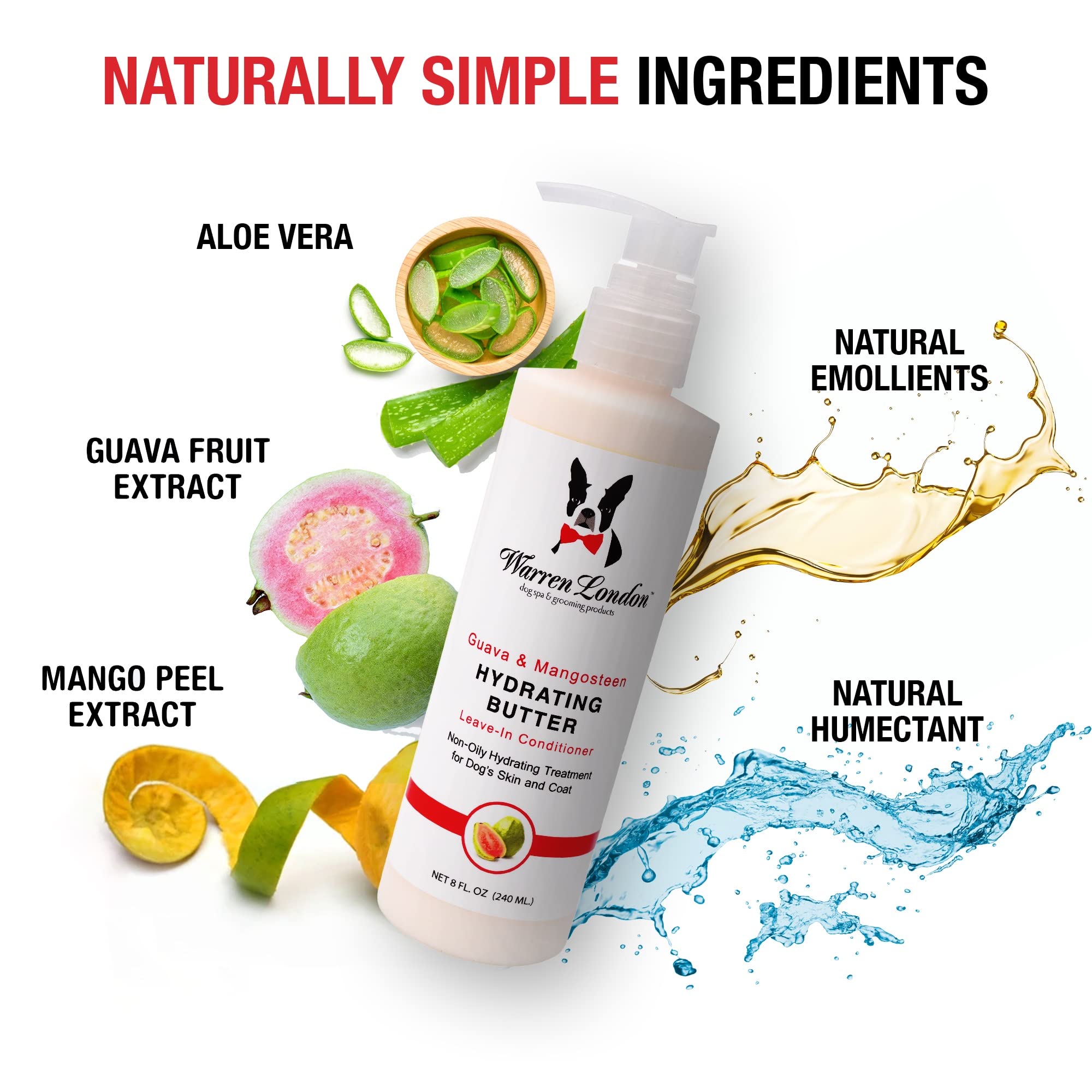 Warren London Hydrating Butter Leave In Pet Conditioner For Dogs | Lotion Skin And Coat Aloe Puppy & Dog Hair Detangler, Dry Ski