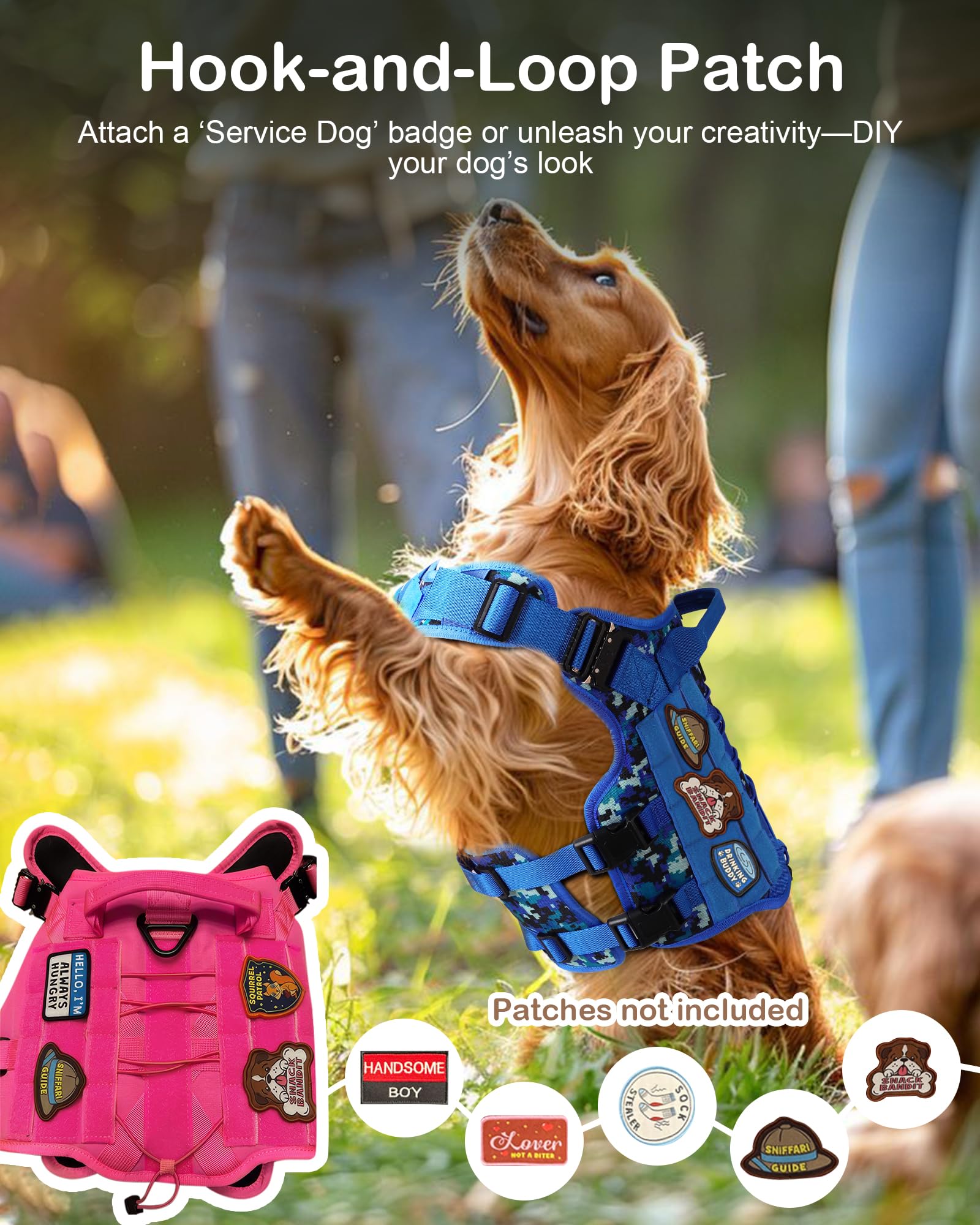 Petnanny Tactical Dog Harness Reflective With Id Card,Service Dog Vest Harness For Medium Large Dogs,Emotional Support Vest With