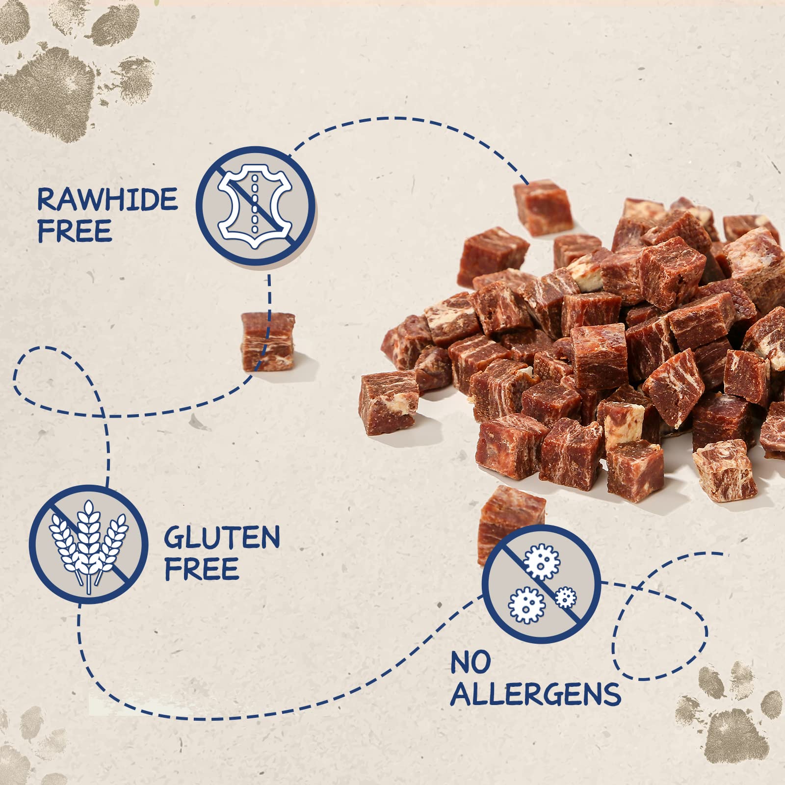PAWUP Dog Treats Beef Cod Cubes, Grain Free, Low Fat, 12.5 oz, Rawhide Free, Training Rewards