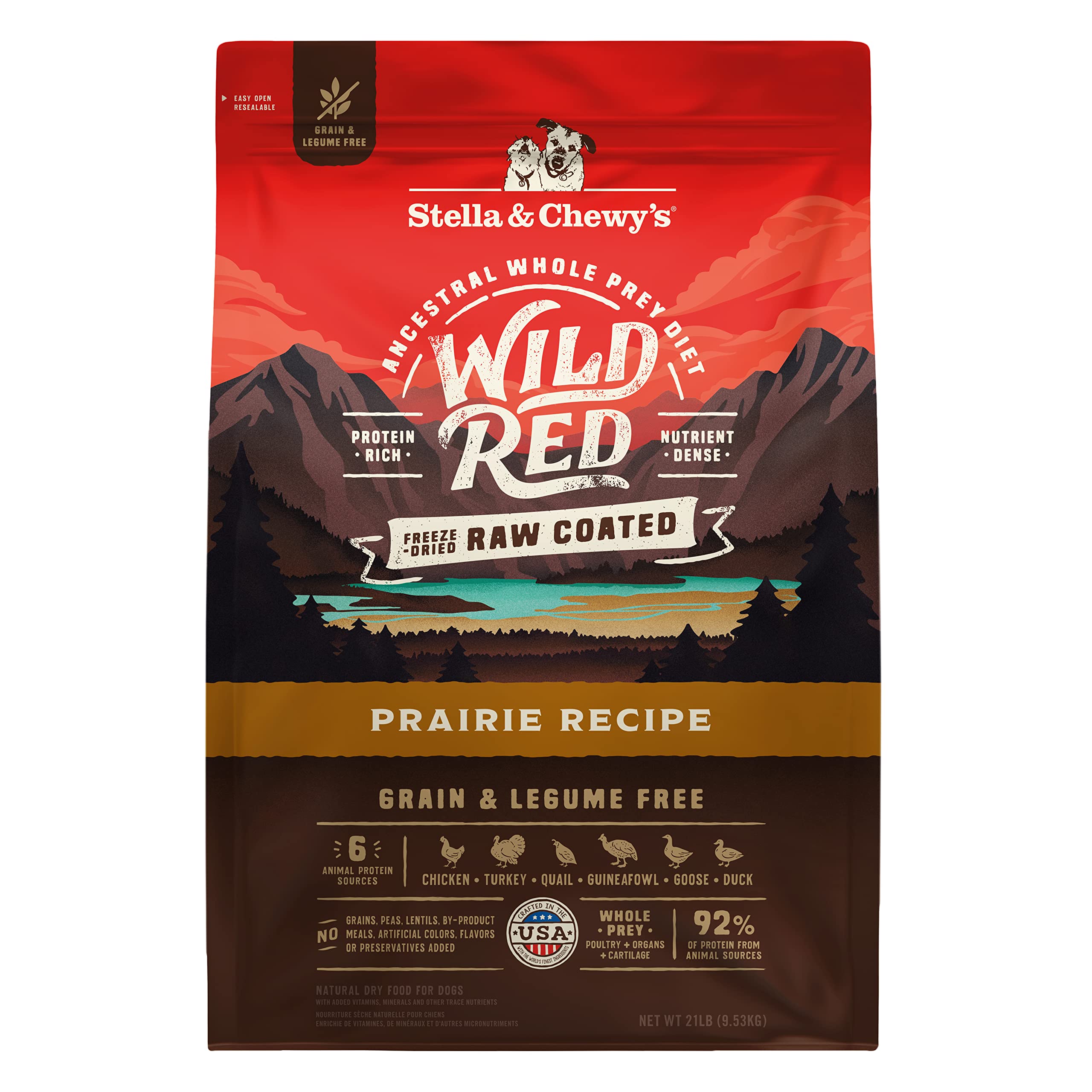 Stella & Chewys Wild Red Dry Dog Food Raw Coated High Protein Grain & Legume Free Prairie Recipe, 21 lb. Bag