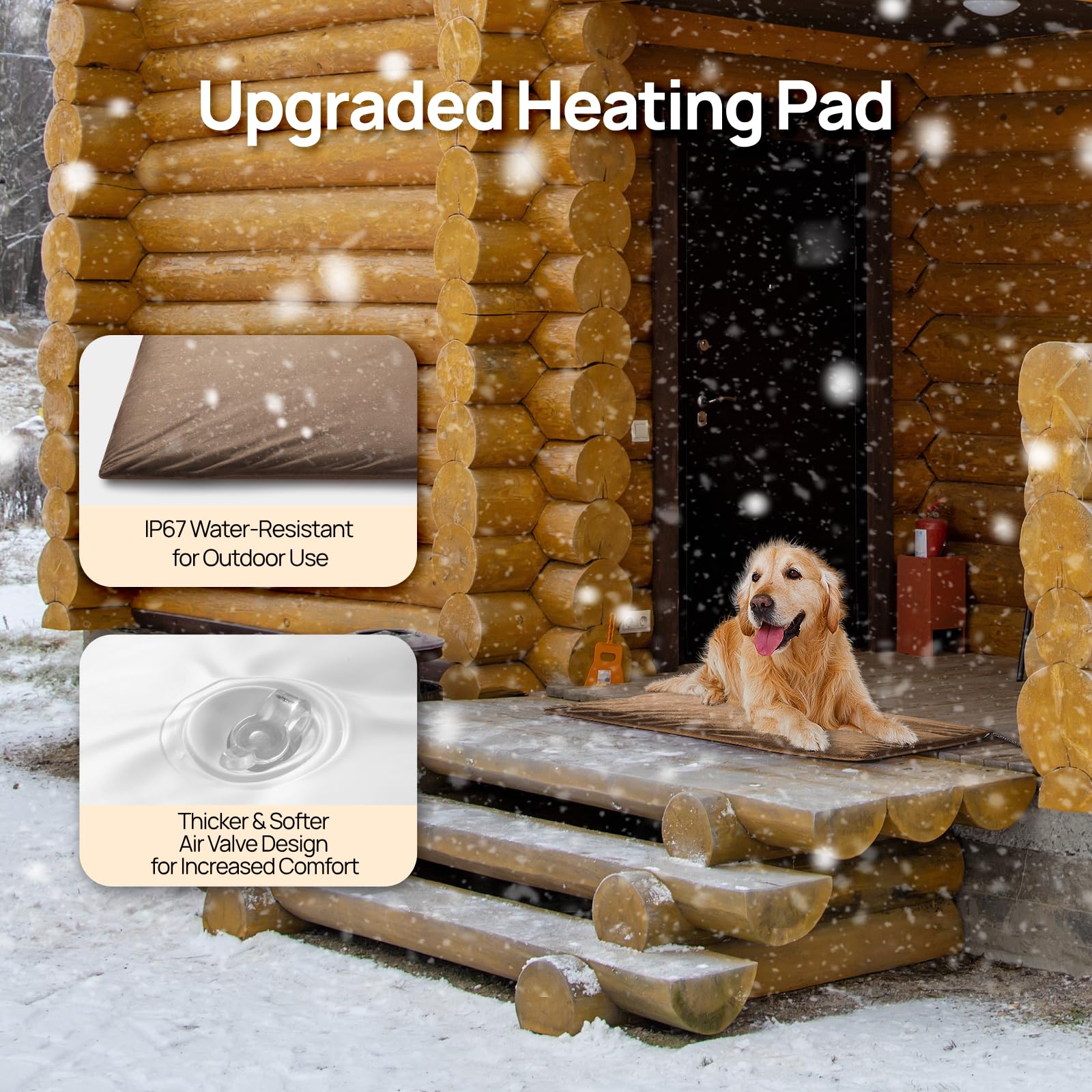 Turbro 35X24    Large Pet Heating Pad, Electric Heated Dog Bed For Large Breeds, Air Valve Design, Anti-Bite Cord, Ultra-Soft An