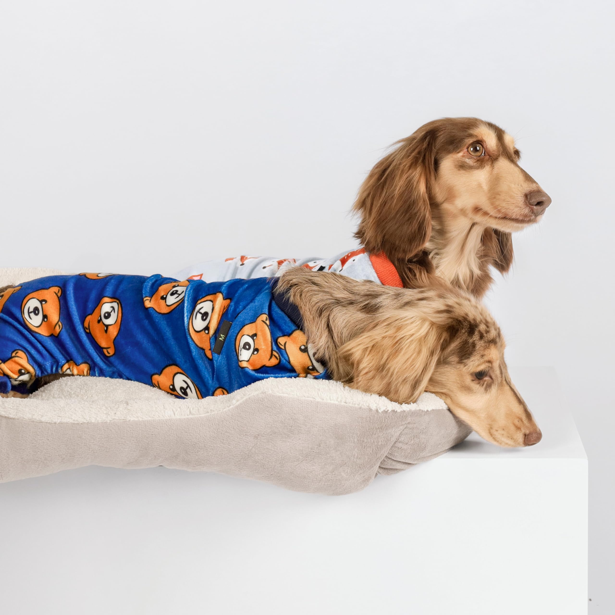 Fitwarm Cute Bear Dog Pajamas, Dog Clothes For Small Dogs Boy Girl, Fleece Pet Onesie With Feet, Royal Blue, Brown, Xl