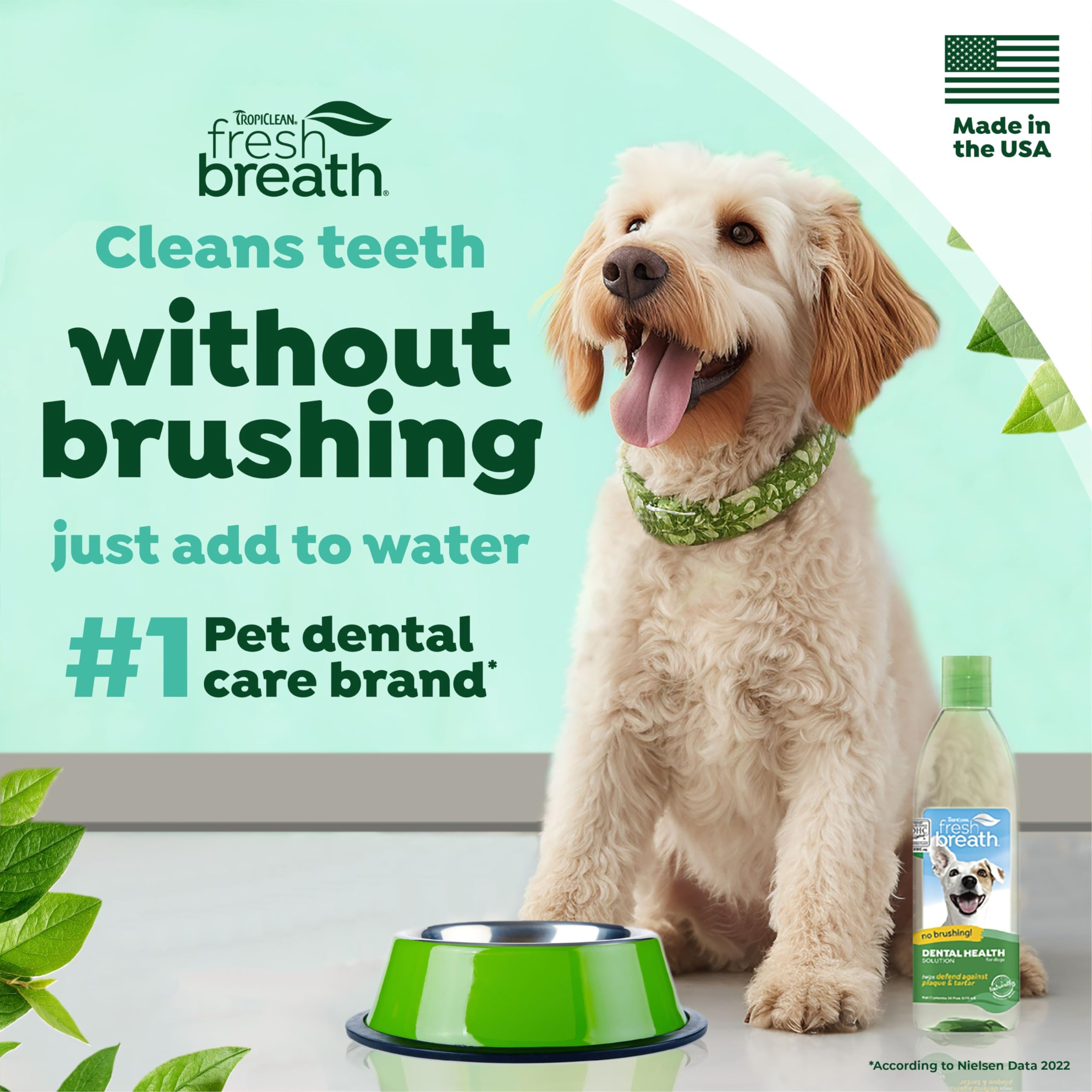 TropiClean Fresh Breath Water Additive for Dogs | Dog Breath Freshener & Teeth Cleaning Solution | No Toothpaste or Toothbrush R