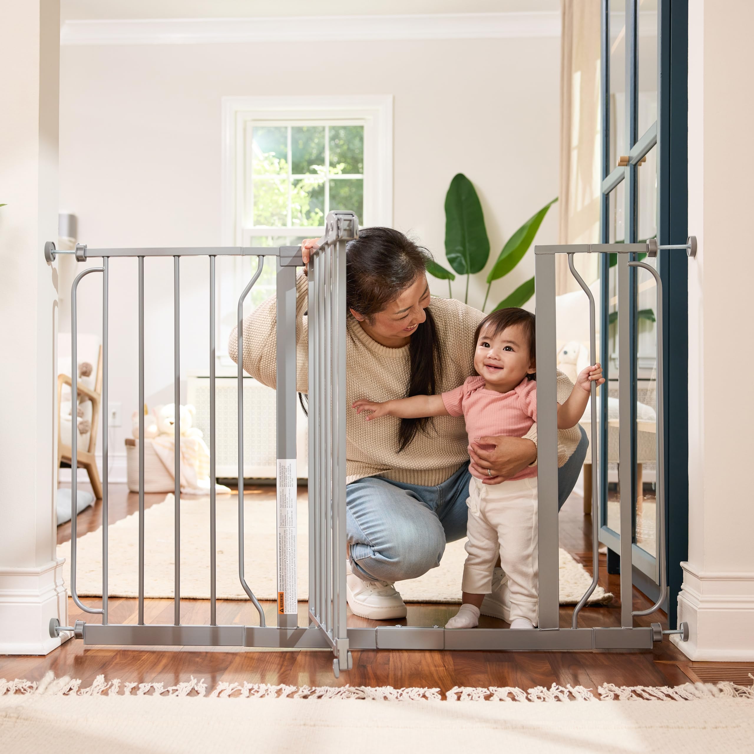 Regalo Easy Step 49-Inch Extra Wide Baby Gate, Includes 4-Inch And 12-Inch Extension Kit, 4 Pack Of Pressure Mount Kit And 4 Pack Of Wall Mount Kit, Platinum - Total Pack Of 1
