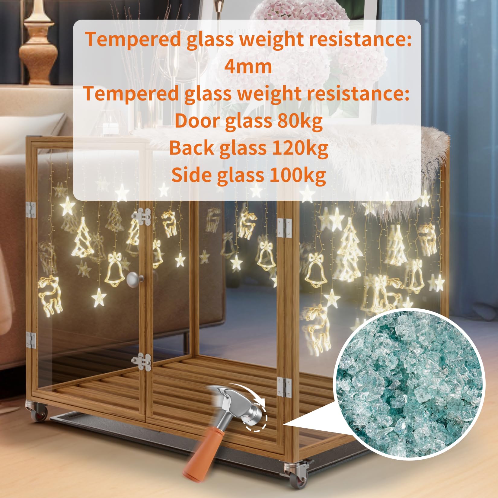 Bingopaw Clear Dog Crate Furniture: 35    Decorative Transparent Dog House Kennel Made By Tempered Glass And Strong Aluminum Fra