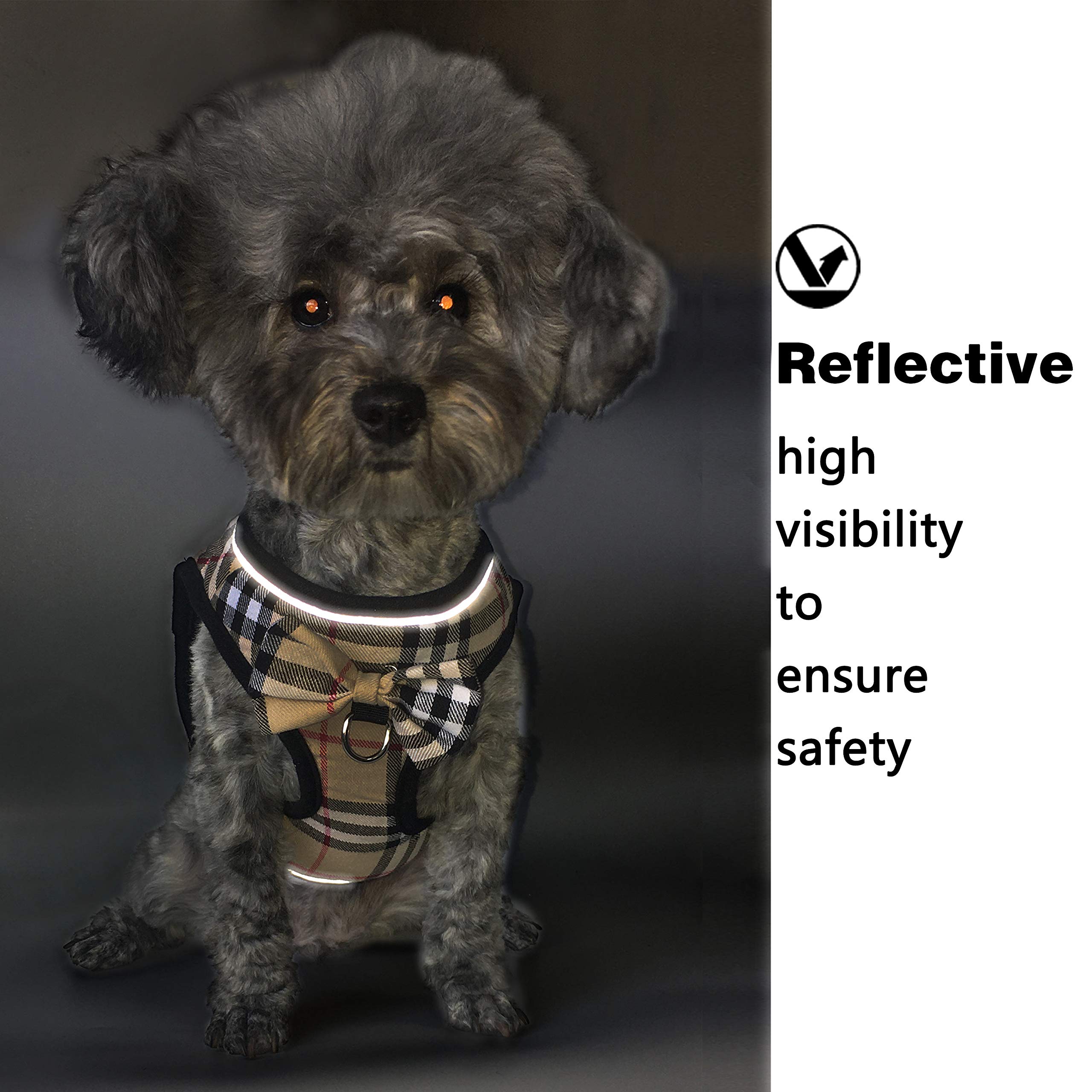 Mesh Soft Dog Harness, Adjustable No Pull Reflective Comfort Pet Vest For Dogs (Light Khaki, X-Small)