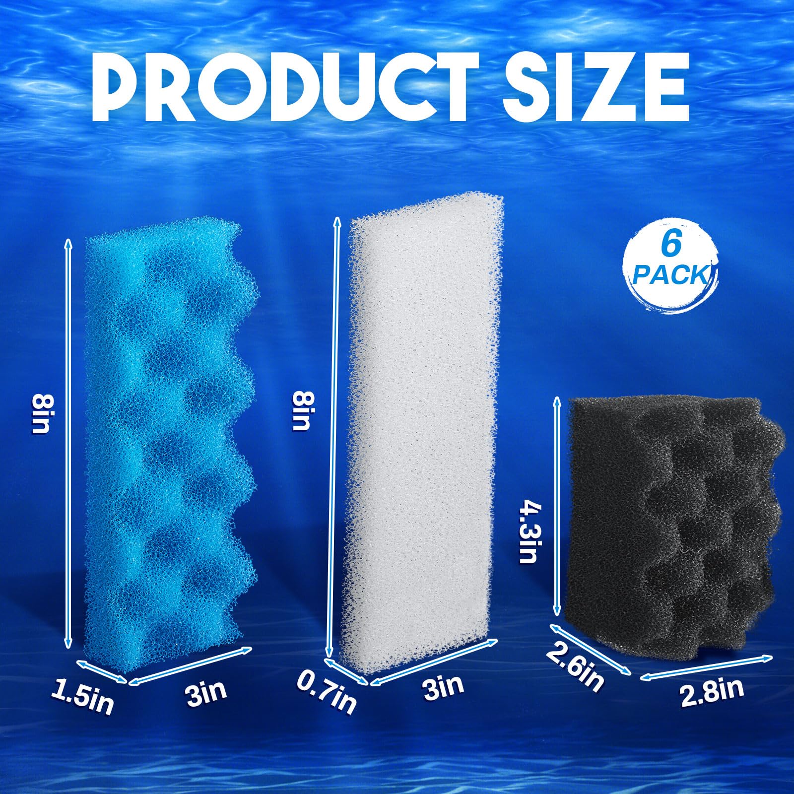 Threlaco 18 Pcs Foam Filter Media Replacement Kit Compatible With Fluval 306/307 Bio Foam Aquarium Filters Part For Freshwater S