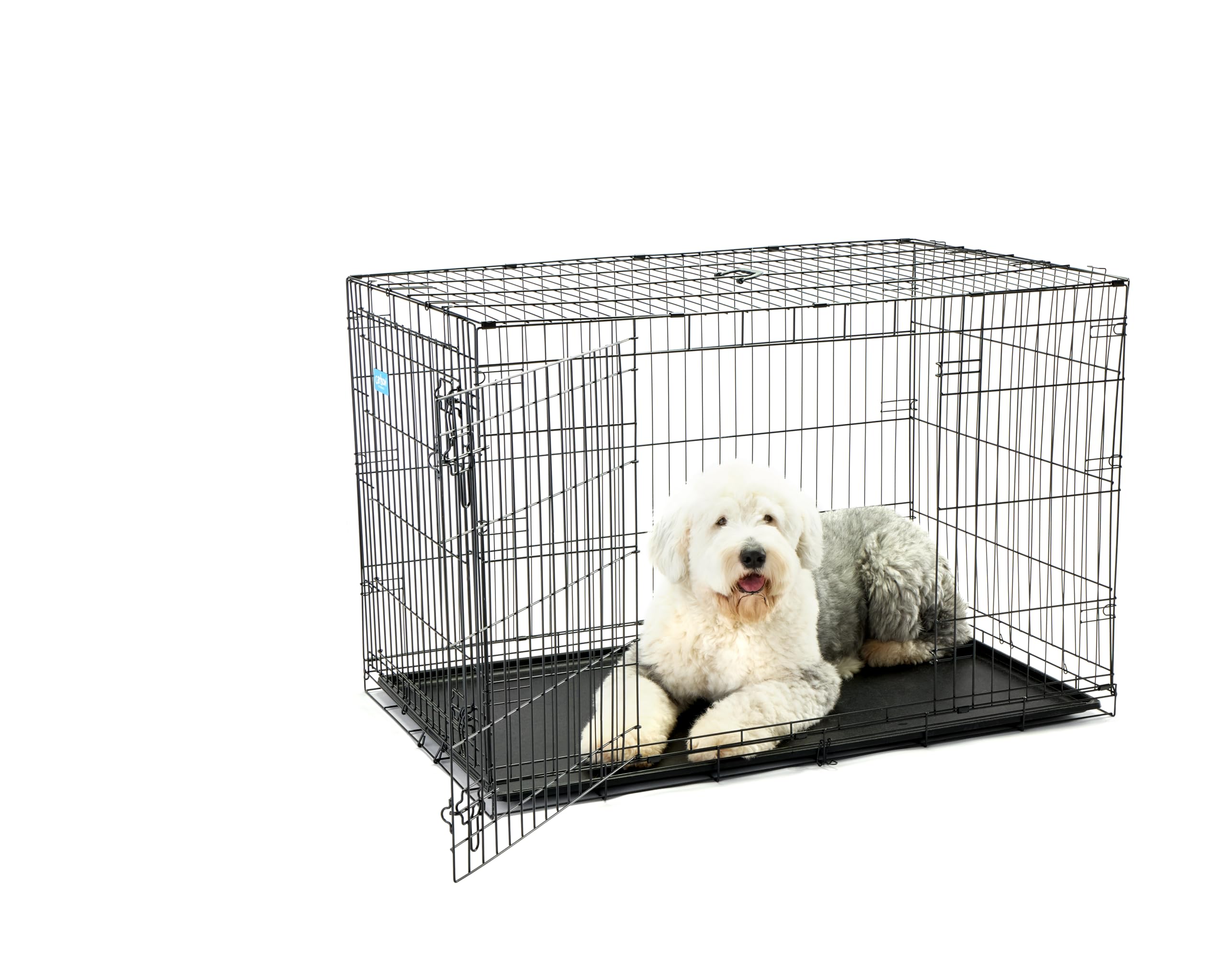 Secure And Compact Double Door Metal Dog Crate, Extra Large With Divider Panel
