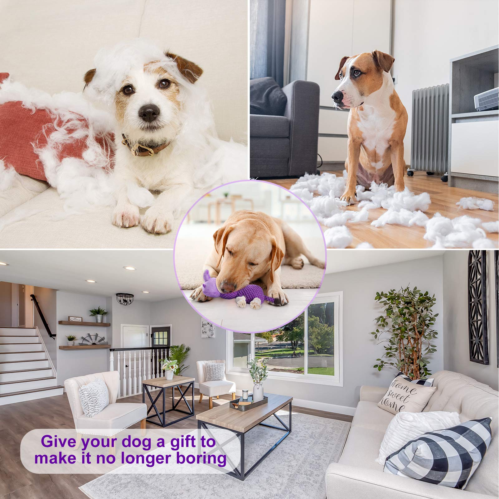 X-XDUN Dog Toys Tough Dog Toys for Large Dogs Plush Dog Toys for Aggressive Chewers Stuffed Dog Toys Durable Squeaky Dog Toys Pu