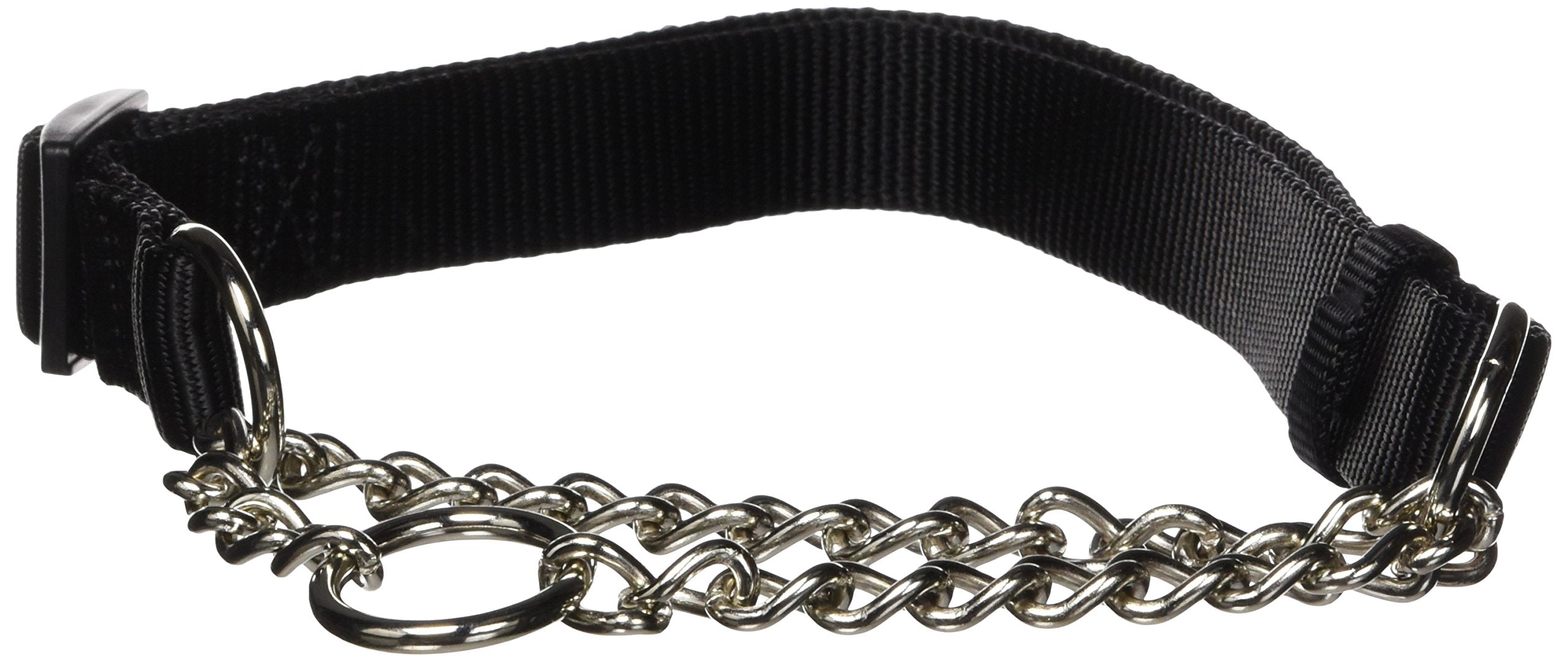 Hamilton Pet & Equine Hamilton 1 By 20 To 32-Inch Adjustable Combo Choke Dog Collar, Large, Chain And Black Nylon
