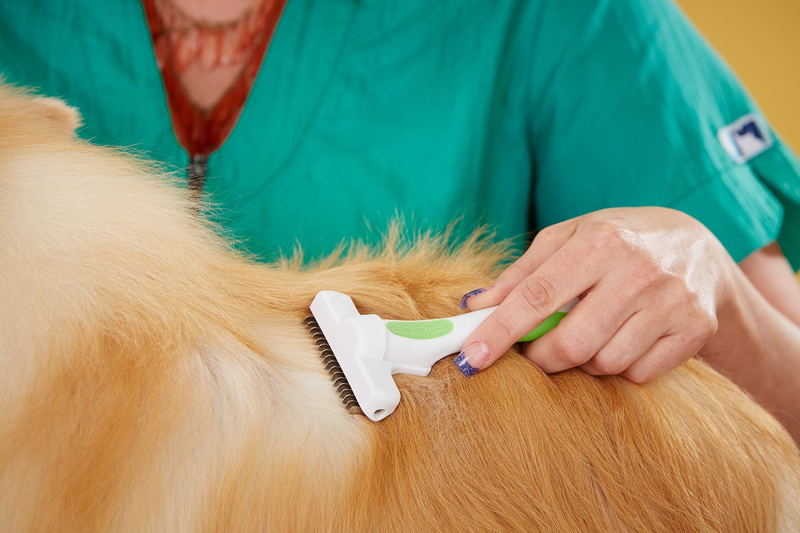 Andis Deshedding Tool for Cats & Dogs - Reduces Shedding 90% - Skin-Friendly Dematting Brush with Non-Slip Handles - 1 Pack