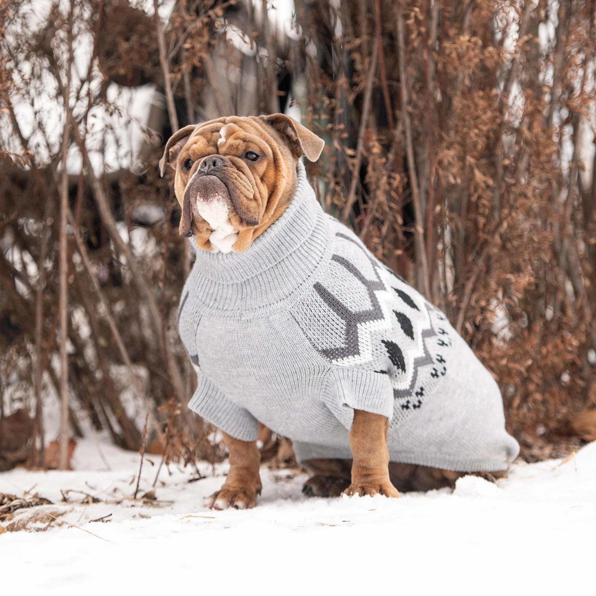 Gf Pet Heritage Sweater Dog Pullover ?Classic Ribbed Knit Sweater For Dogs | Soft & Warm Acrylic | Timeless Design | Small, Medium, Large Pets ?Grey Mix, L