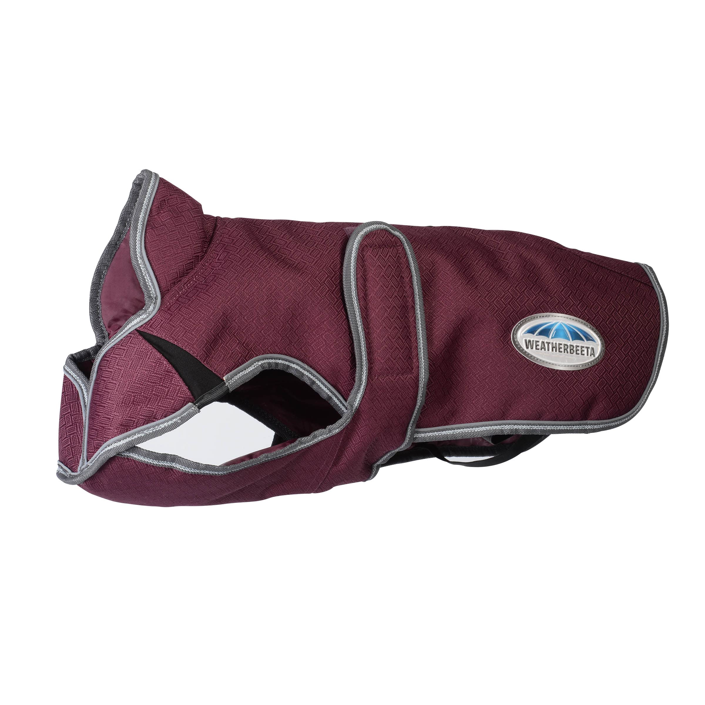 Weatherbeeta Comfitec Premier Free Parka Deluxe Dog Coat Medium, Maroon/Grey/White, 28