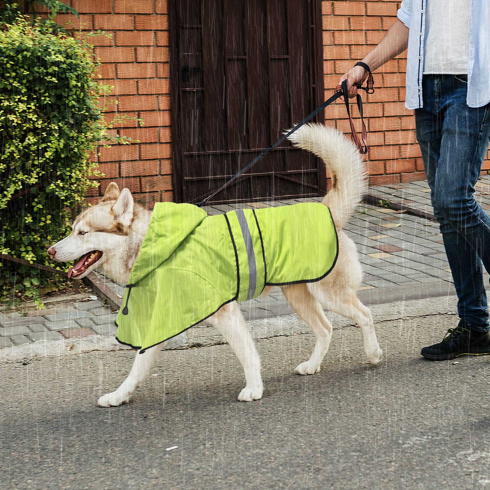 Domagiker Adjustable Dog Raincoat With Hood - Waterproof Lightweight Pet Rain Coats, Reflective Dog Rain Jacket & Poncho Slicker