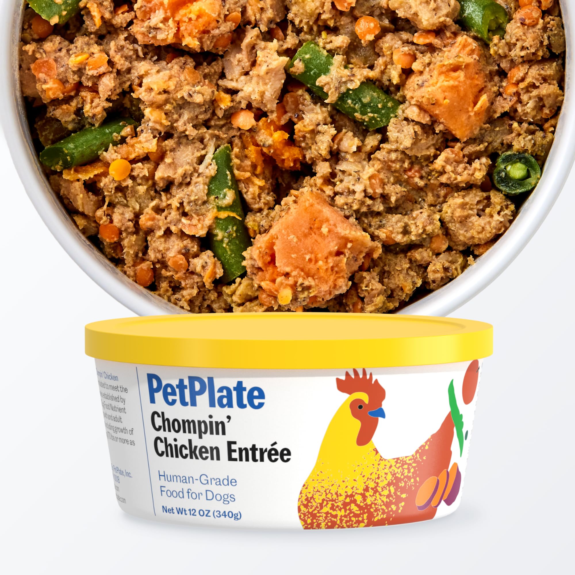 PetPlate Human-Grade Fresh Dog Food, Chompin Chicken Entr  e - Wet Dog Food for All Breeds - High-Protein, Natural - 12-oz Cups,